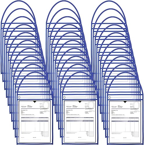 Geyee Paquete de 50 soportes para boletos de trabajo, bolsillos para pedidos de trabajo de 9 x 12 pulgadas, funda de plástico para colgar boletos de