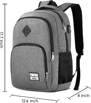 YAMTION Backpack for Men and Women,School Bookbag for Teenager,15.6 inch Laptop Bookbag with USB Charging port for Business Work College Travel Trip