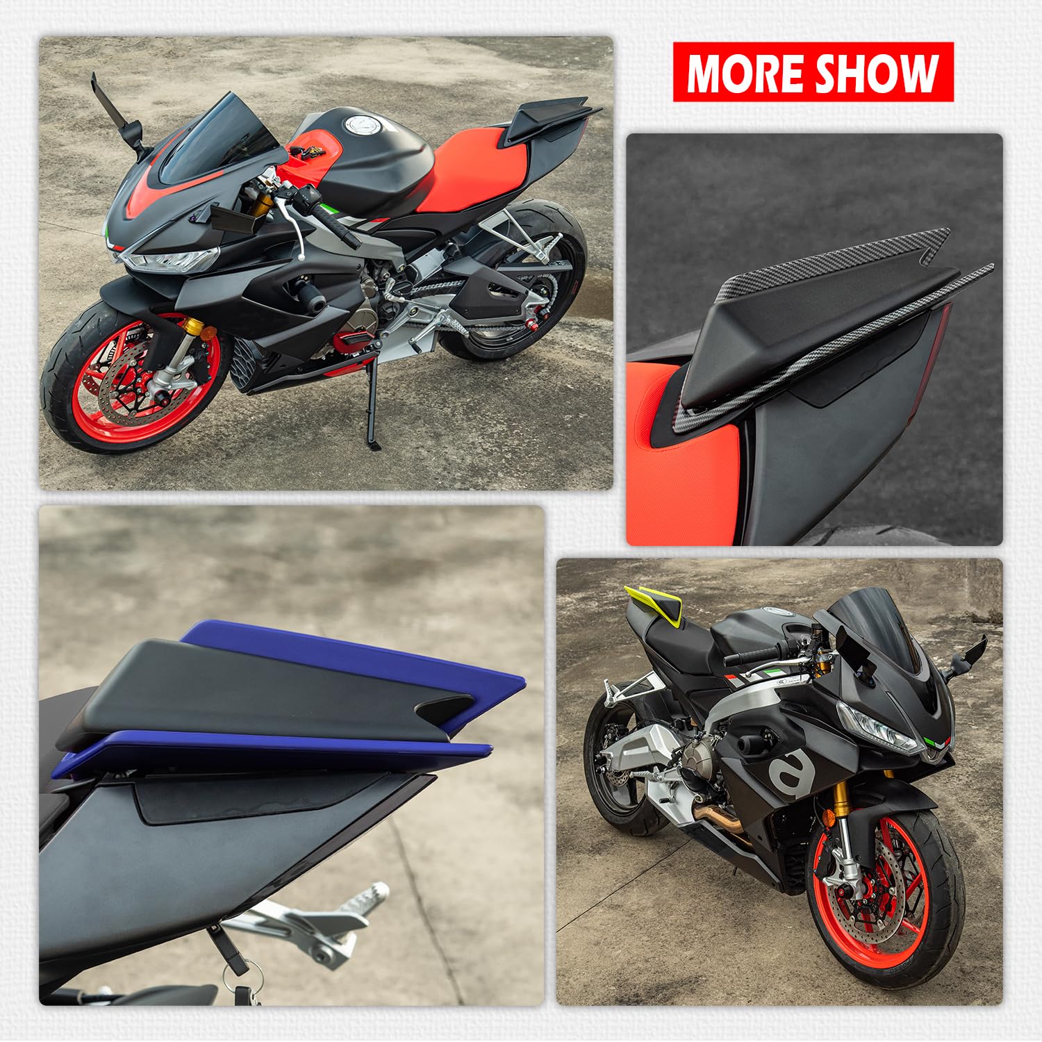 Motocicleta Cubierta de Asiento Trasero de Pasajero Sección Trasera de Joroba de Carenado para Apr-Ilia Tuono660 Tuono 660 RS660 RS 660 2020-2024 RSV4 RS V4 2021-2024 (Rojo)