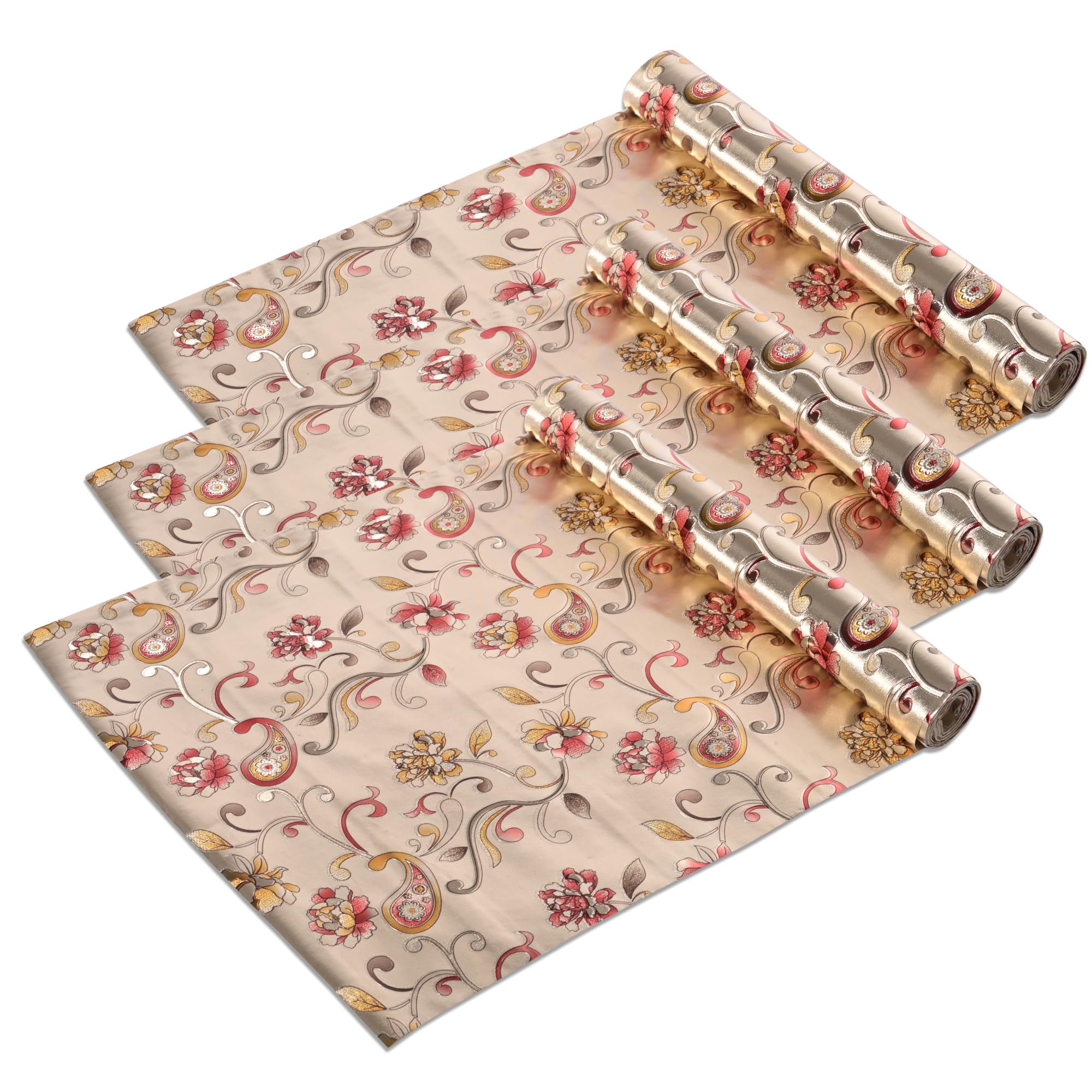 Kuber Industries Waterproof Shelf Liner - Red Flower -14 Kuber Industries Waterproof Shelf Liner - Red Flower -14