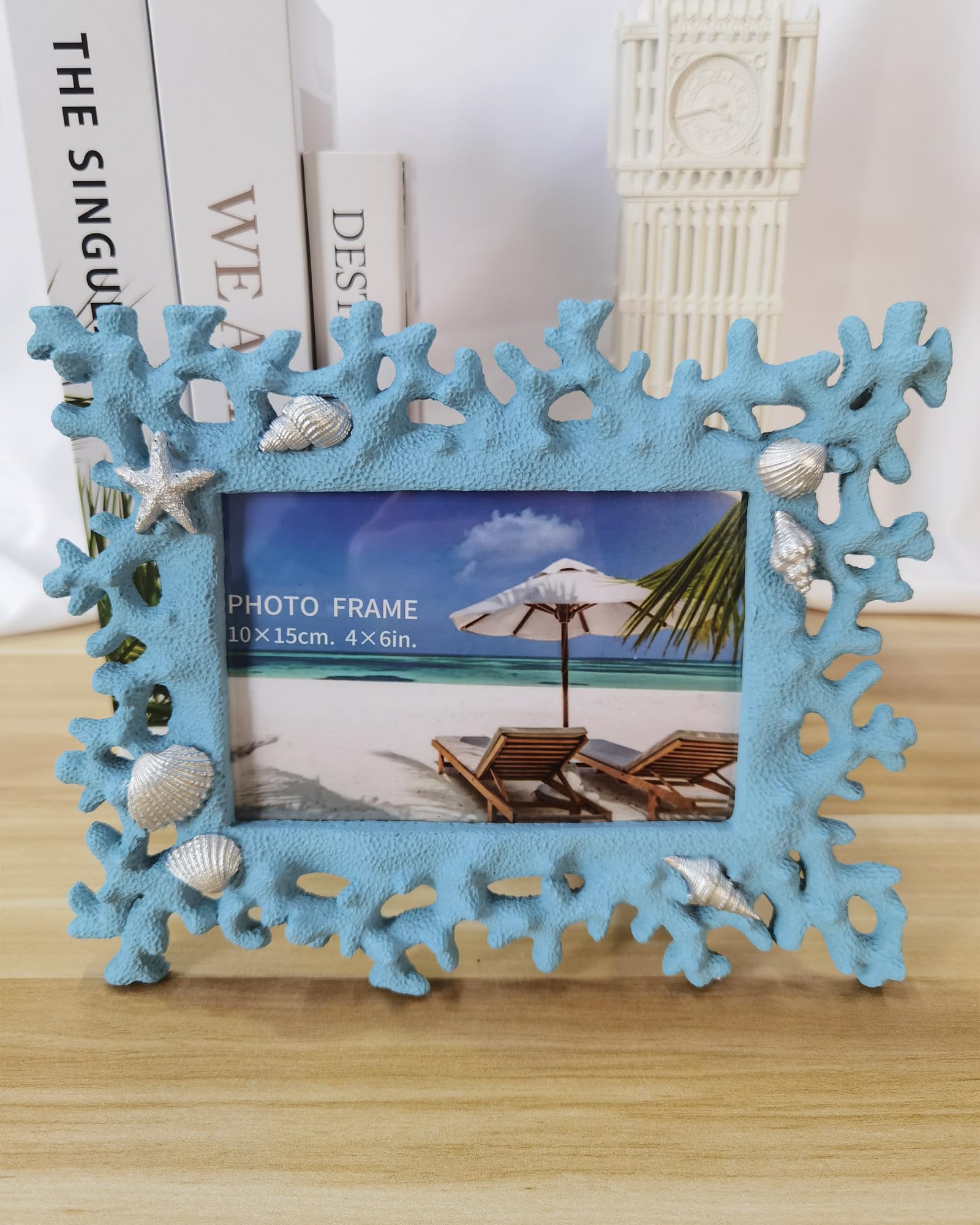 Amazon.com - ZASEUCI Blue Coral Photo Frame 4x6 – Coastal Resin