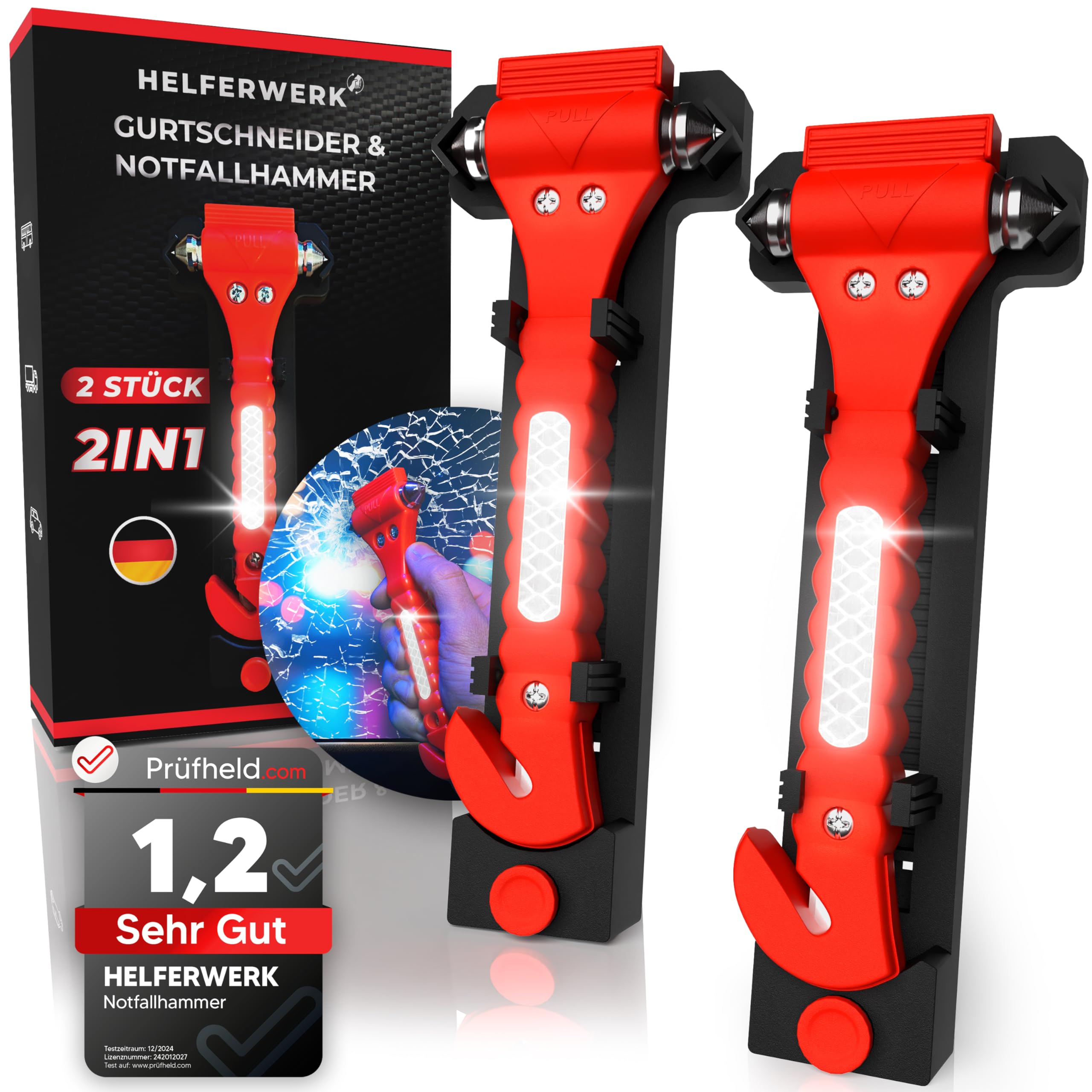 HELFERWERK® 2in1 Notfallhammer mit Gurtschneider