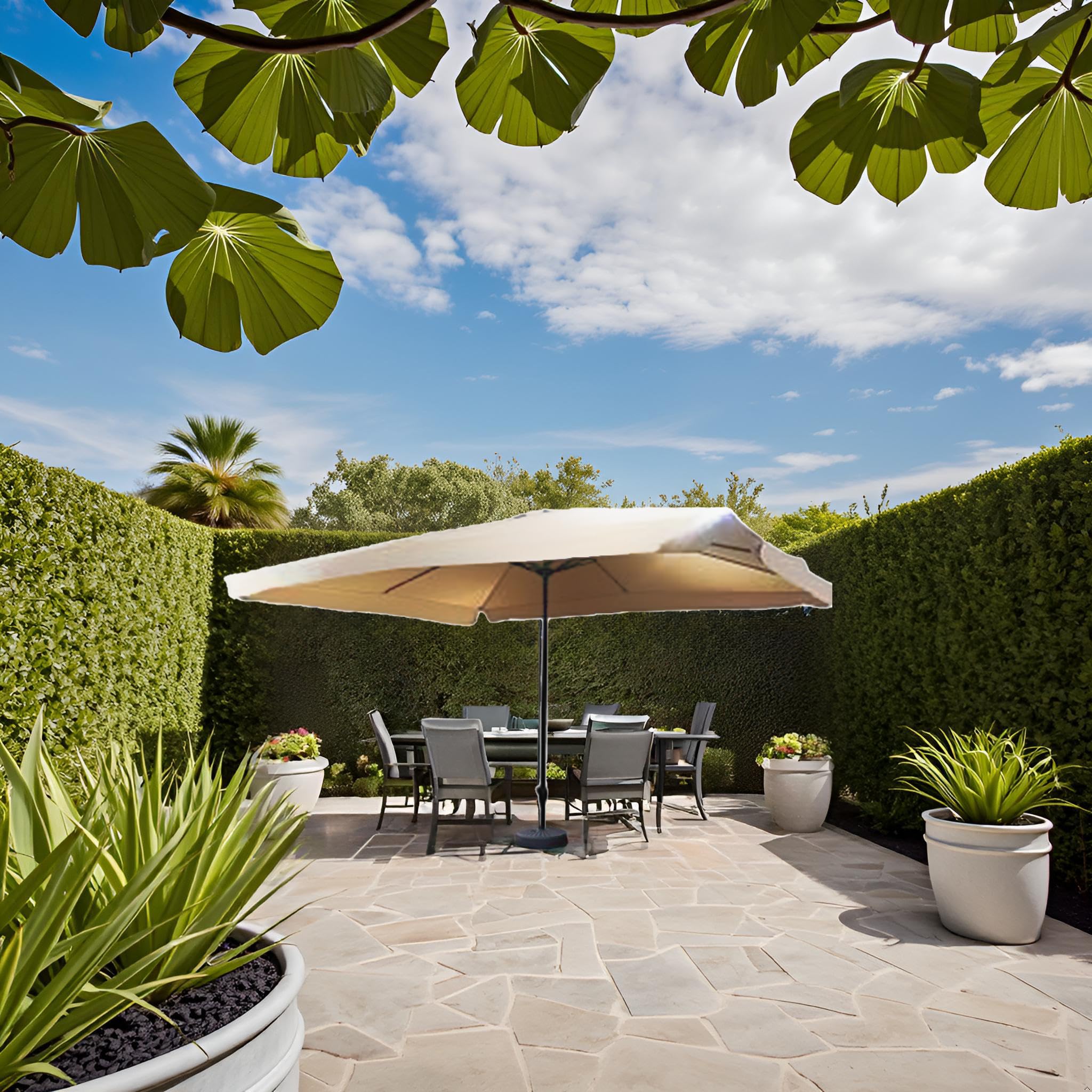 Ombrellone da Giardino Rettangolare 3x4 Metri - in Alluminio, Regolabile, da Esterno, Impermeabile, con Manovella- Resistente ai Raggi UV Elegante