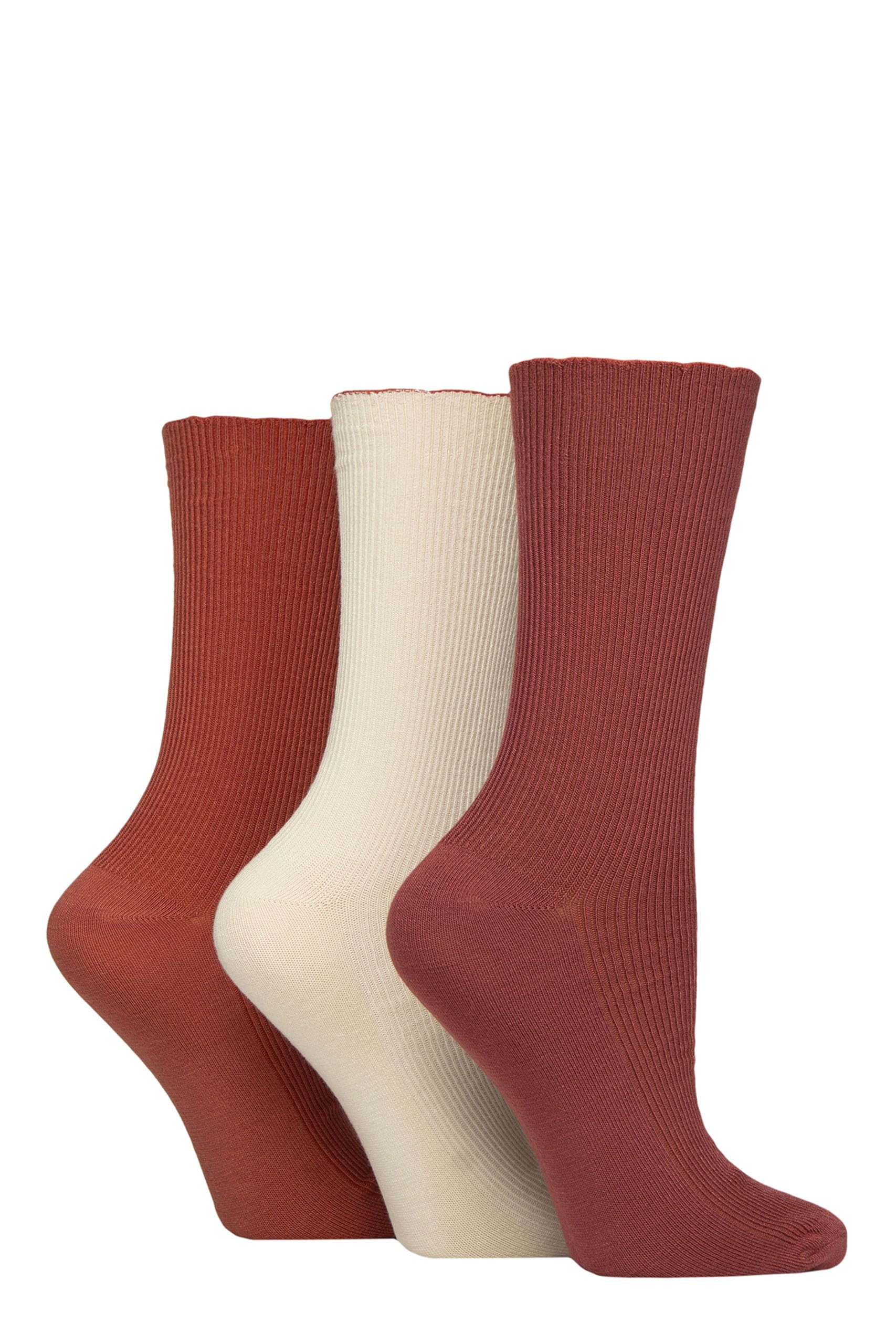 Elle Women's Wild Poppy Ribbed Bamboo Socks With Scallop Top Pack Of 3 (Uk, Numeric, 4, 8, Regular, Regular, )