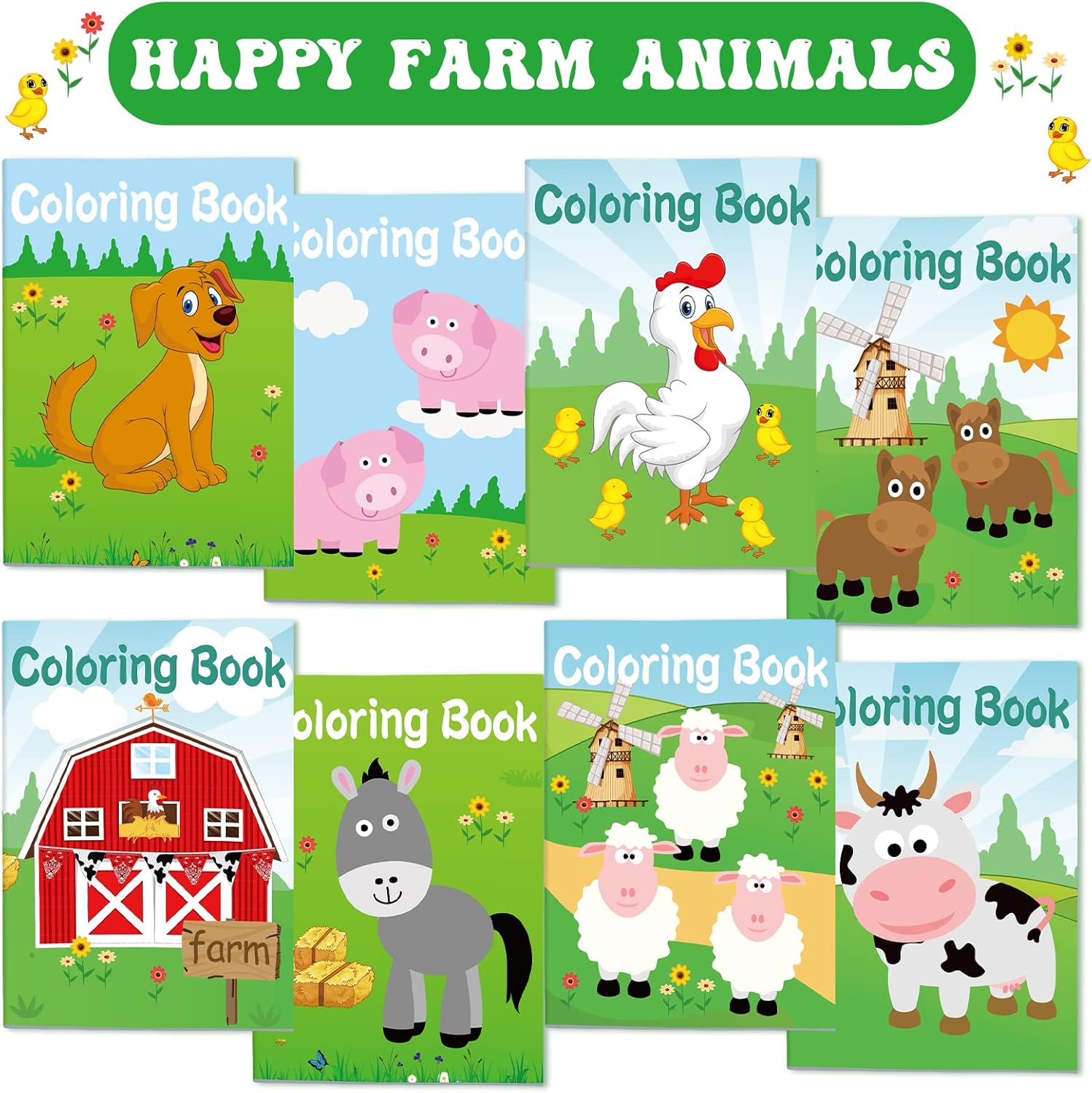 48 Pcs Farm Party Favors Bulk Coloring Books Animals Mini Coloring Books Bulk for Kid DIY Art Drawing Book Set for Cow Sheep Farmhouse Theme Barnyard Birthday Goodie Bag Filler Class Return Gift