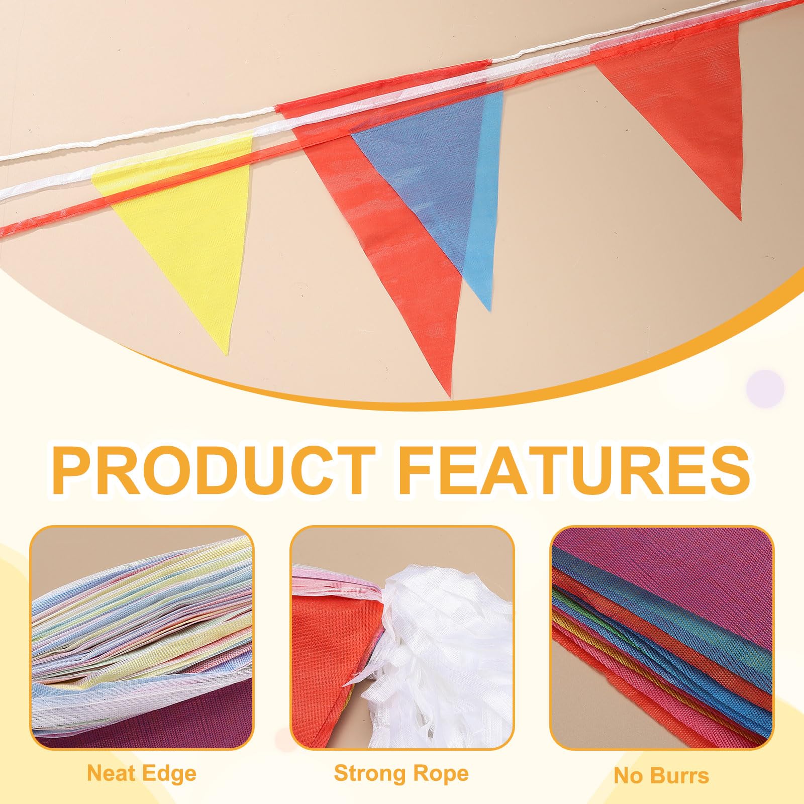 Wimpel Banner Flaggen Dreieck Banner Flaggen Girlande Wimpel Schnur mit Seil - passend für (Hochzeit - Geburtstag - Karneval Event - Party) Groß & 100 m & 2 Pack & Rot/Weiß
