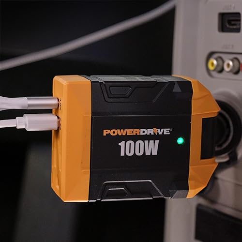 Miniatura 4 de PowerDrive PWD100D 100 vatios inversor 12v DC a 110v AC convertidor adaptador de enchufe de coche con 2 puertos