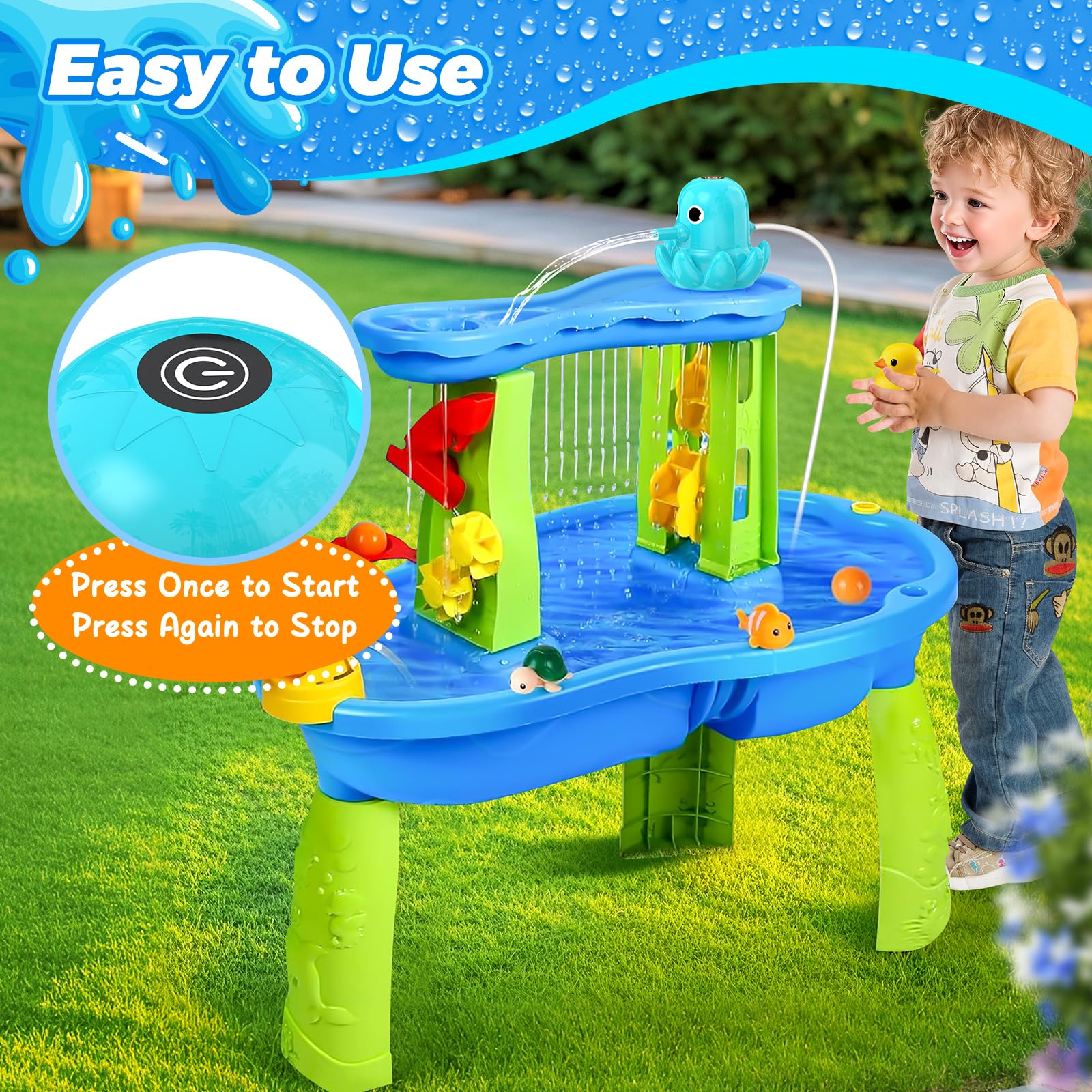 Bomba de mesa de agua – Bomba de agua inalámbrica y recargable para mesa de agua con diseño de pulpo magnético, juguetes de juego de arena y agua al aire libre de instalación rápida y accesorios 4
