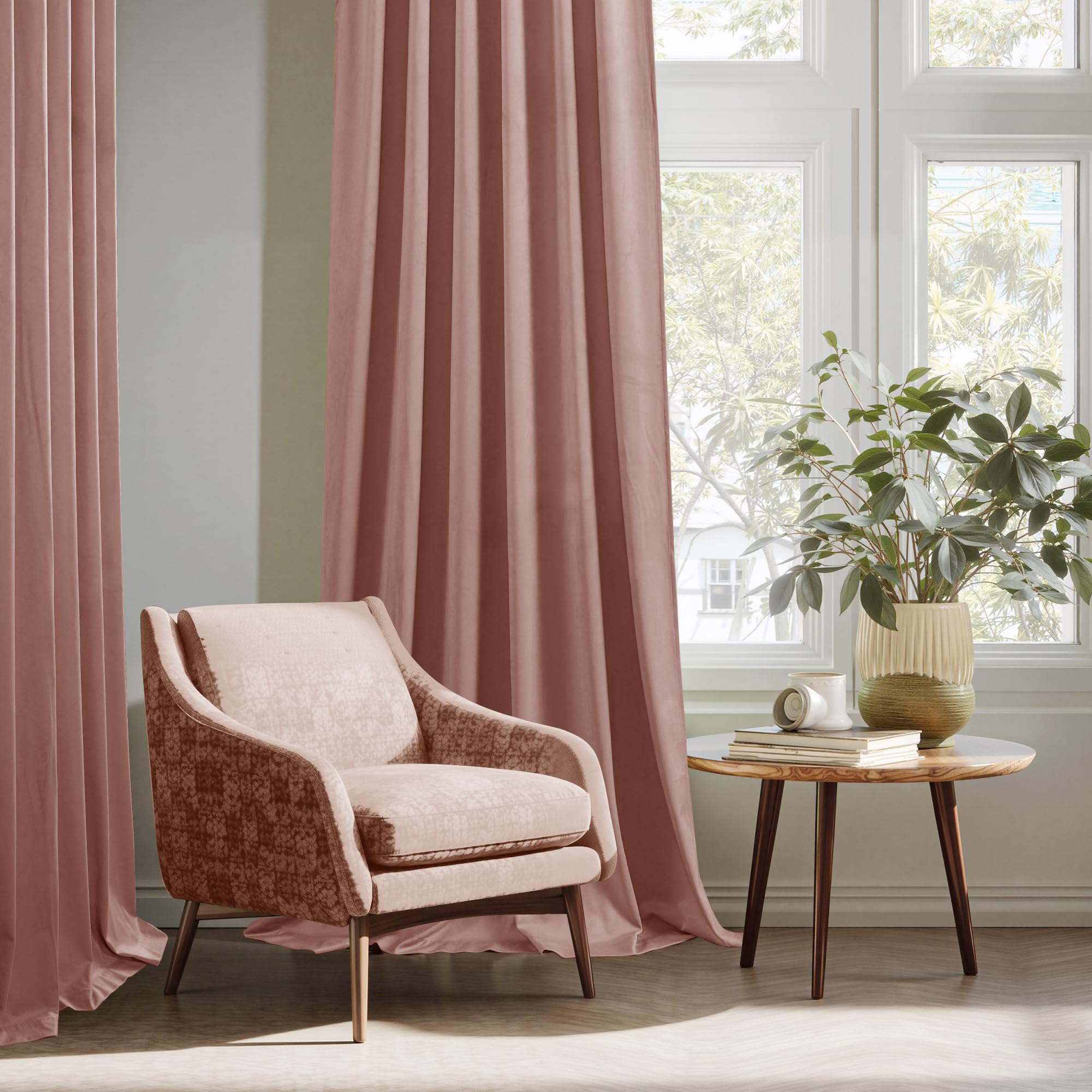 StangH Cortinas de Terciopelo Rosa Polvoriento para Dormitorio de bebé, Cortinas Gruesas para oscurecer la habitación, Cortinas de privacidad para la Escuela/Sala de Juegos, cinturón de Gancho