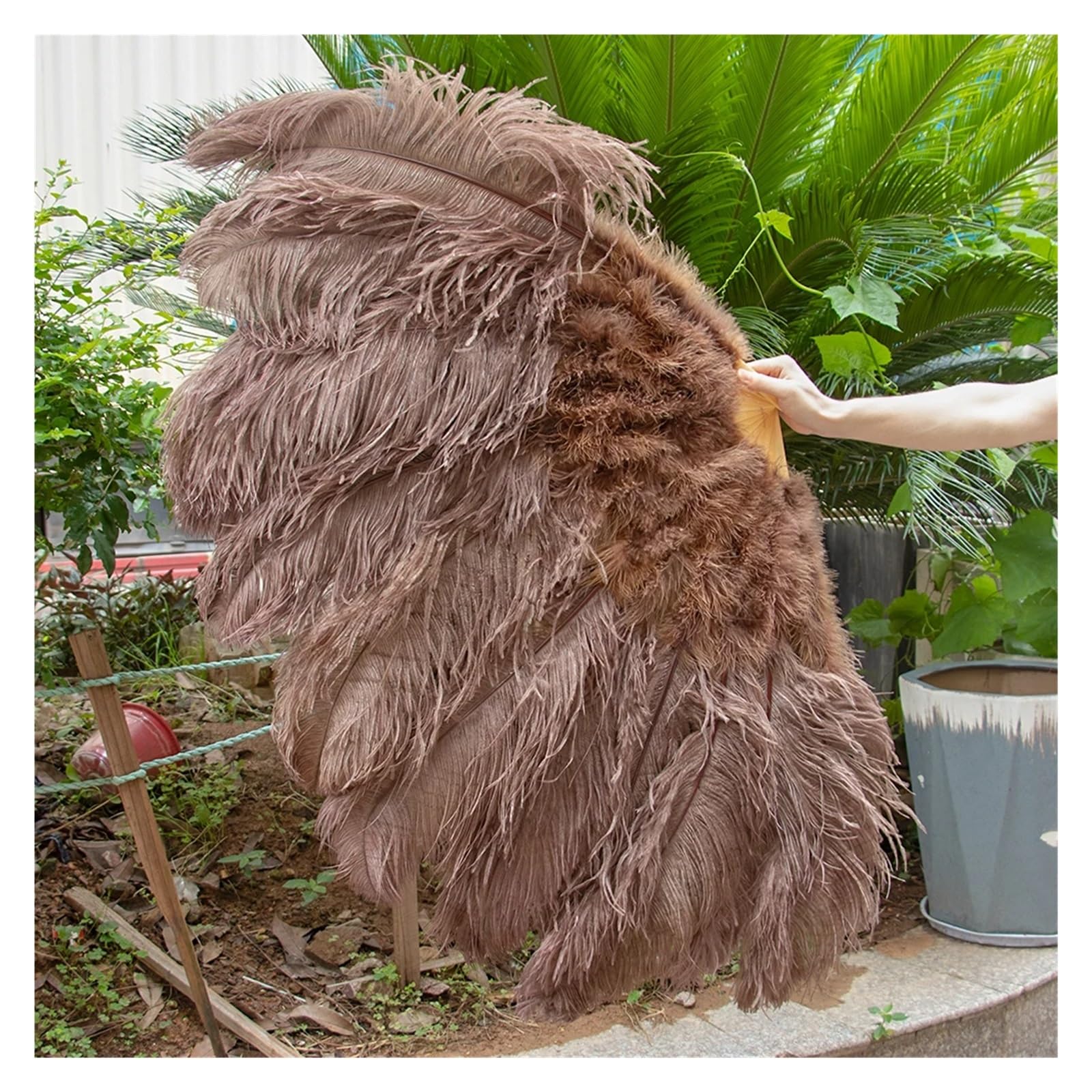 Wentylator ręczny z piórami, Duży prawdziwy wentylator z piór strusia udekoruj imprezę weselną na Halloween, wentylator do tańca brzucha DIY Plumas Fan Bars(Deep Purple,100 130CM)
