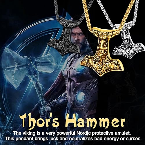 Miniatura 4 de U7 Collares de nudo celta, joyería vikinga nórdica de acero inoxidable, martillo de Thor, runas, triqueta mágica, nudo trinitario, colgante de cruz