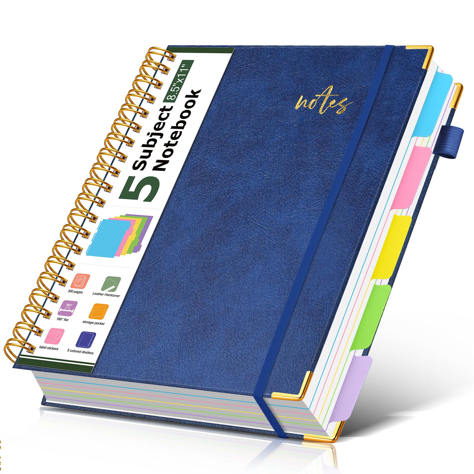PAPEJOON 5 subject notebook college ruled A4 Navy
