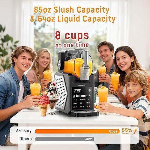 Miniatura 5 de Máquina para granizar, máquina de helado y granizado de 85 onzas, con pantalla LED, 6 programas preestablecidos para margaritas, frappés, batidos y