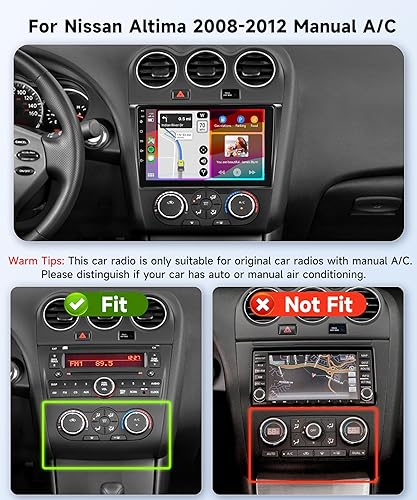 Miniatura 2 de Podofo Radio estéreo de coche 32G para Nissan Altima 2008 2009 2010 2011 2012 inalámbrico Carplay Android Auto 9 pulgadas HD IPS pantalla táctil
