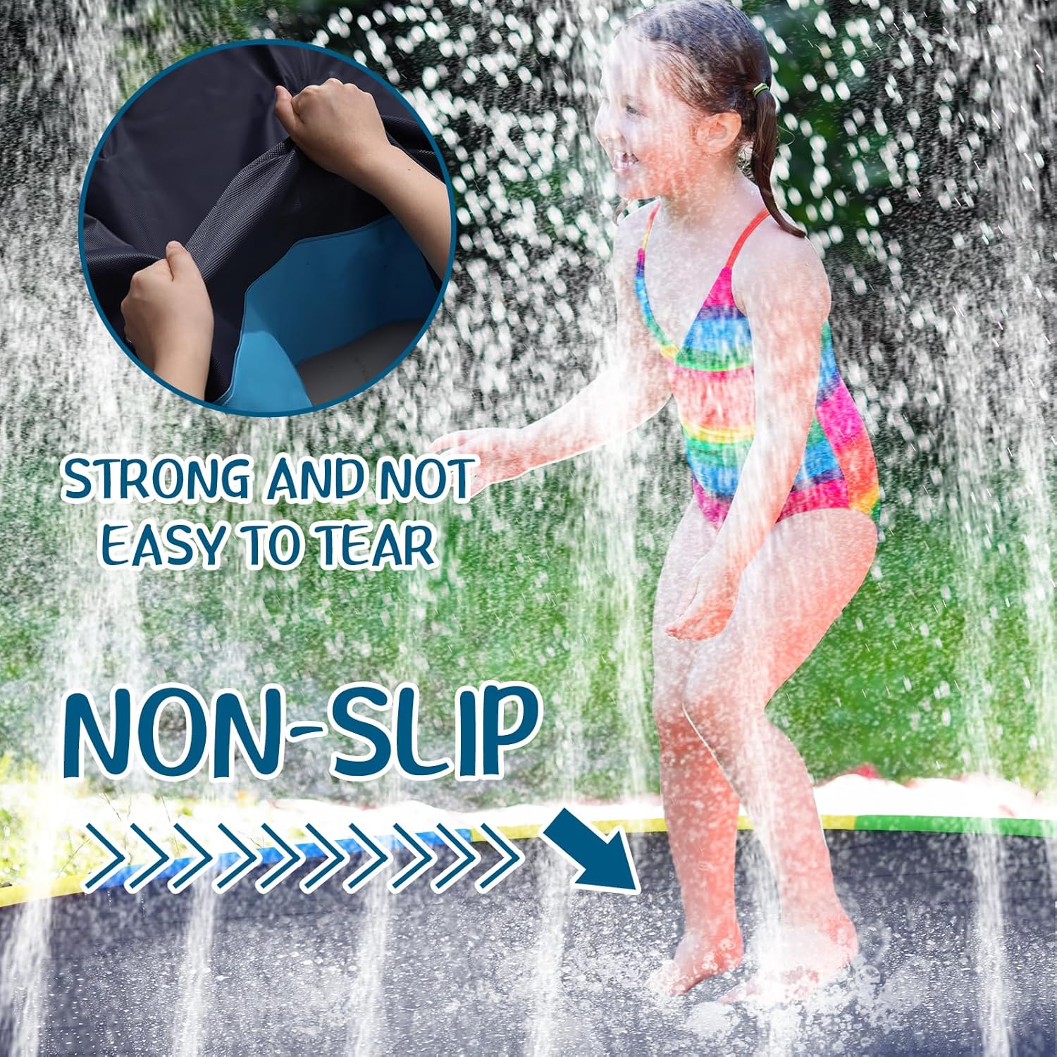 Lewtemi 12 ft Extra Large Non Slip Splash Pad 144" for Adult and Dog Giant Thicken Sprinkler Pool Summer Outdoor Fun Backyard Fountain Mat for Pet Dog(Cute Style)