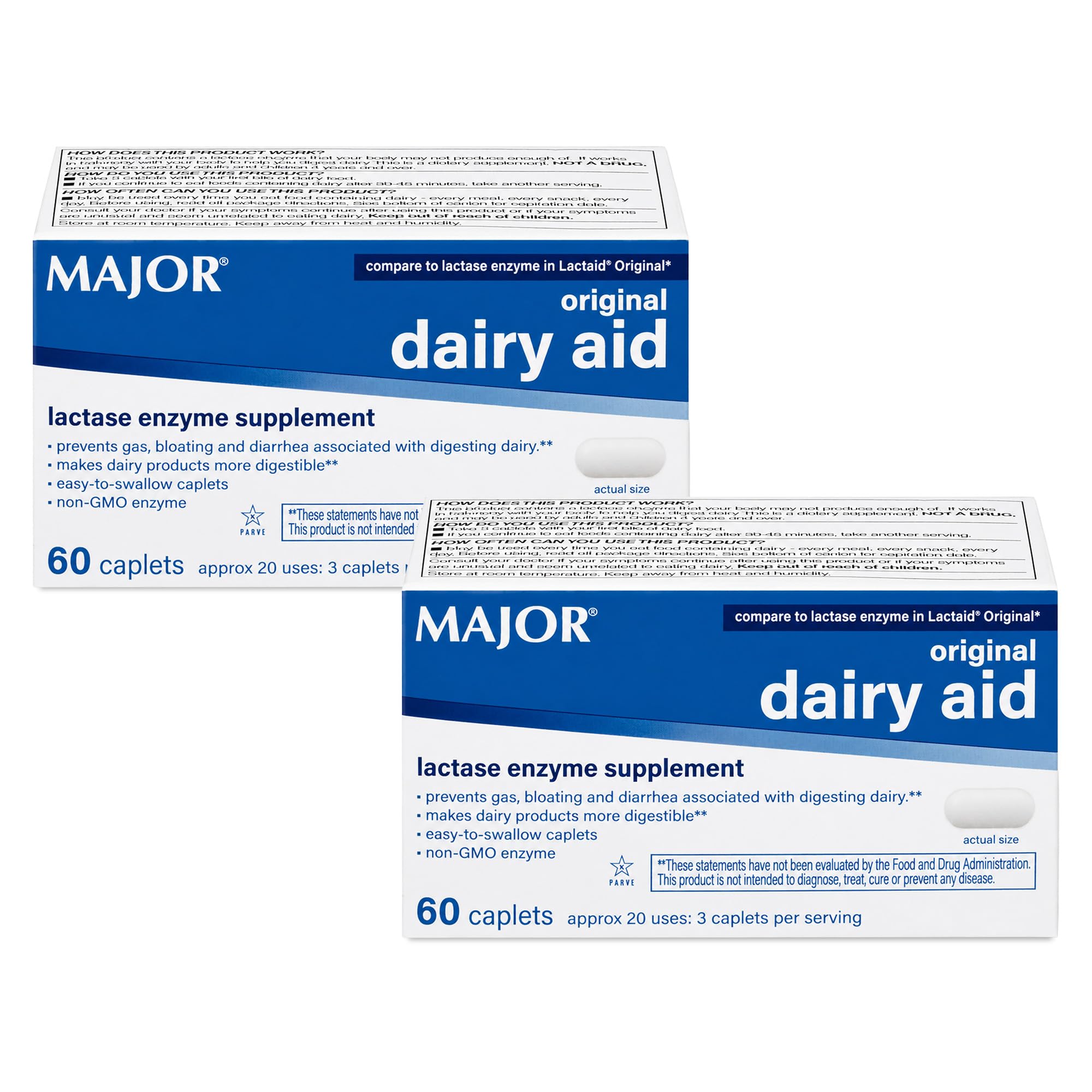 MAJOR Original Dairy Aid - Lactase Enzyme Supplement - 60 Caplets (1 Pack) — Amazon image 9