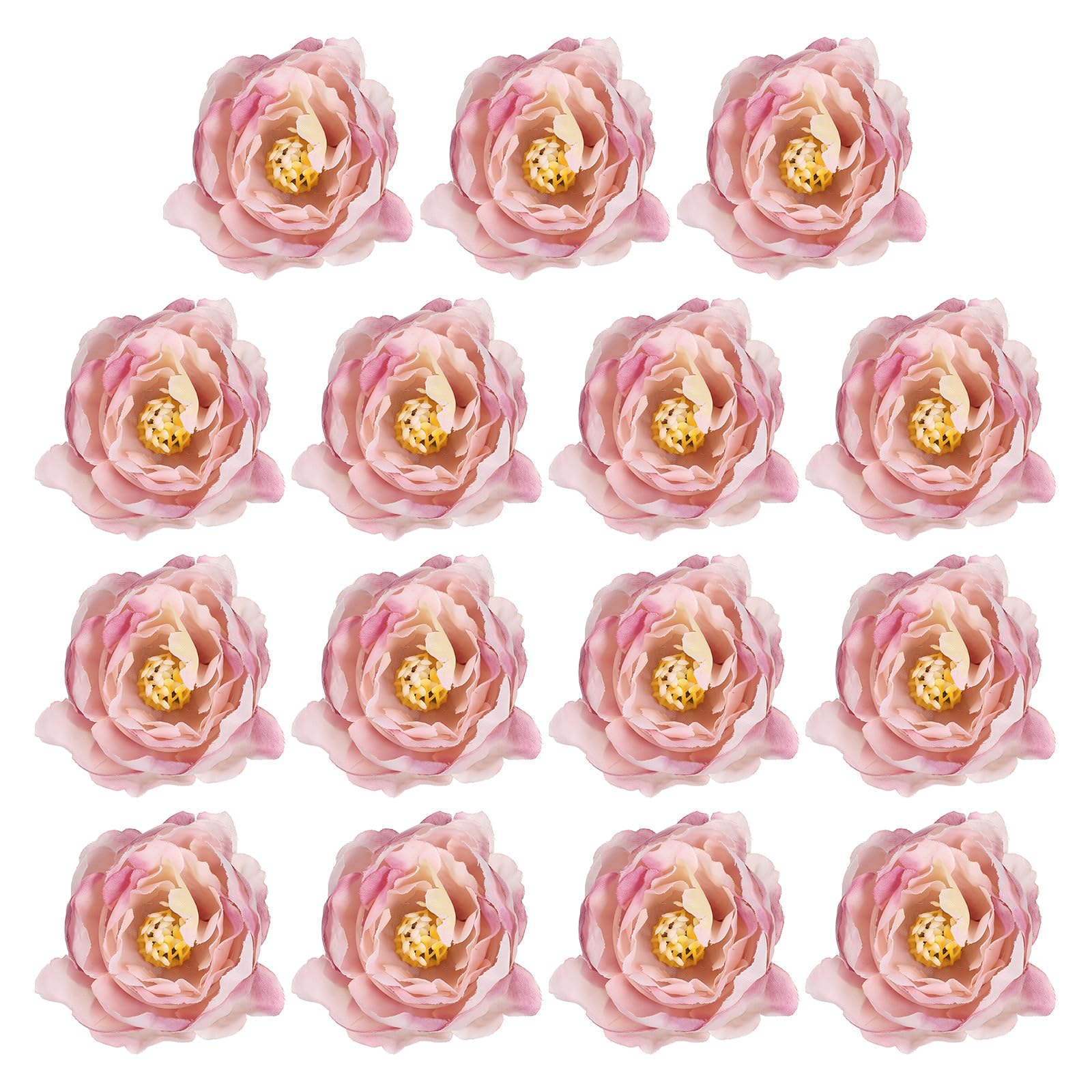 PATIKIL Artificial Flower Head, 15 Pcs Fake Flowers Heads Bulk Silk Peony Heads Simulation Flower for Bouquets Wreaths Wedding Decor, Purple