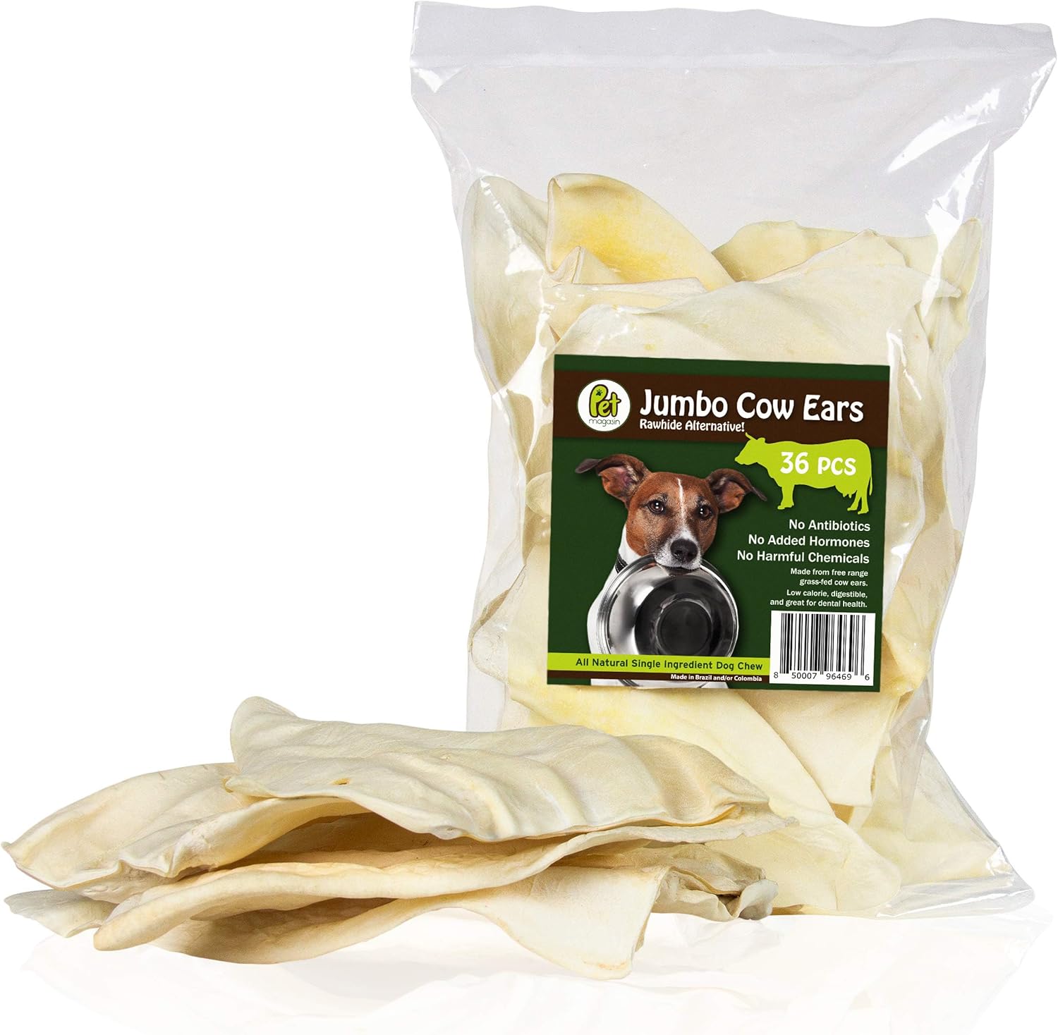 PET MAGASIN Premium Natural Jumbo Cow Ears - Original 36-Pack Dog Treats, Long-Lasting Super Chew, FDA Registered Facility