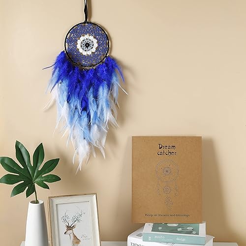 Miniatura 2 de Atrapasueños de mal de ojo, atrapasueños azul para dormitorio, arte de pared de mal de ojo para decoración del hogar, adorno colgante, regalos de