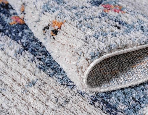 Miniatura 6 de Unique Loom Morocco Collection Medallion, alfombra abstracta (2 pies 7 pulgadas x 10 pies 0 pies, color marfilazul)