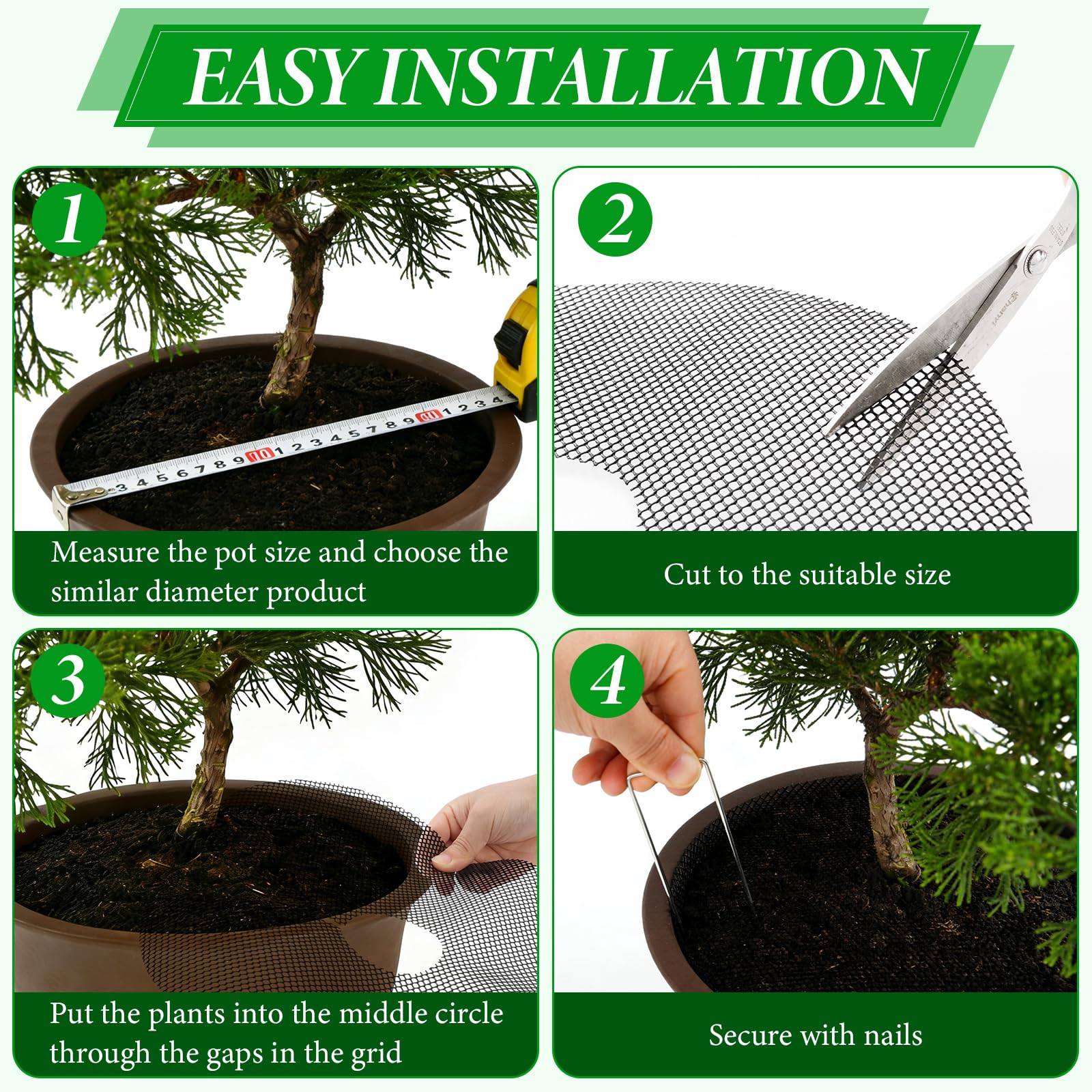 Lot de 10 grilles de jardinières avec 20 piquets - Cache-sol découpables pour protéger contre les animaux - Protection du sol pour l'intérieur - Pour balcon OGarden (40 x 40 cm)
