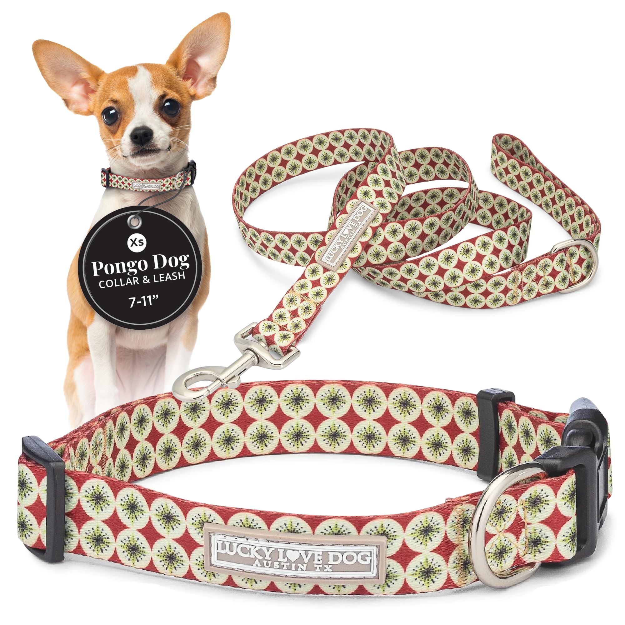 Lucky Love Dog - Easy Click Buckle Dog Collar with Leash Set Combo, Durable & Comfortable for Male & Female Dogs, Pet Collar for Small Dogs, Secure