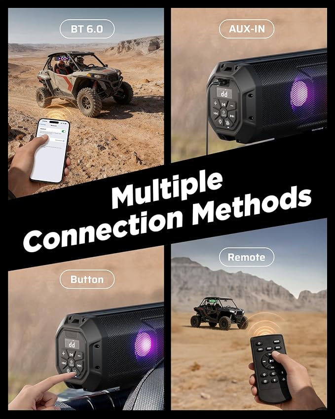 Ehaho 26 Inch 6 Speaker UTV Sound Bar, Bluetooth Golf Cart Speakers miniatura 7