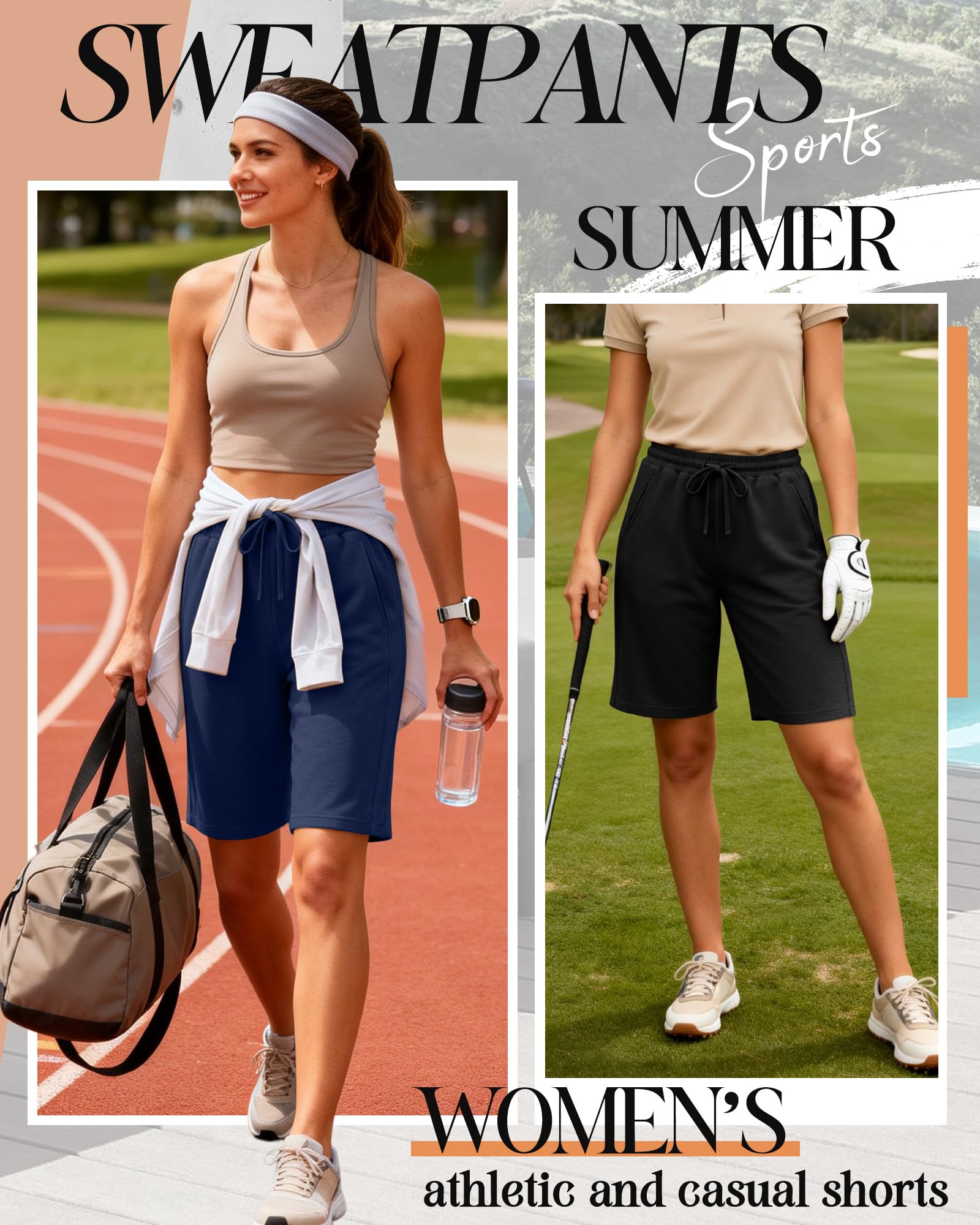 Geyoga Lot de 4 Bermudas pour Femmes, Taille Élastique avec Cordon de Serrage, Jambes Larges et Jambes Longues.