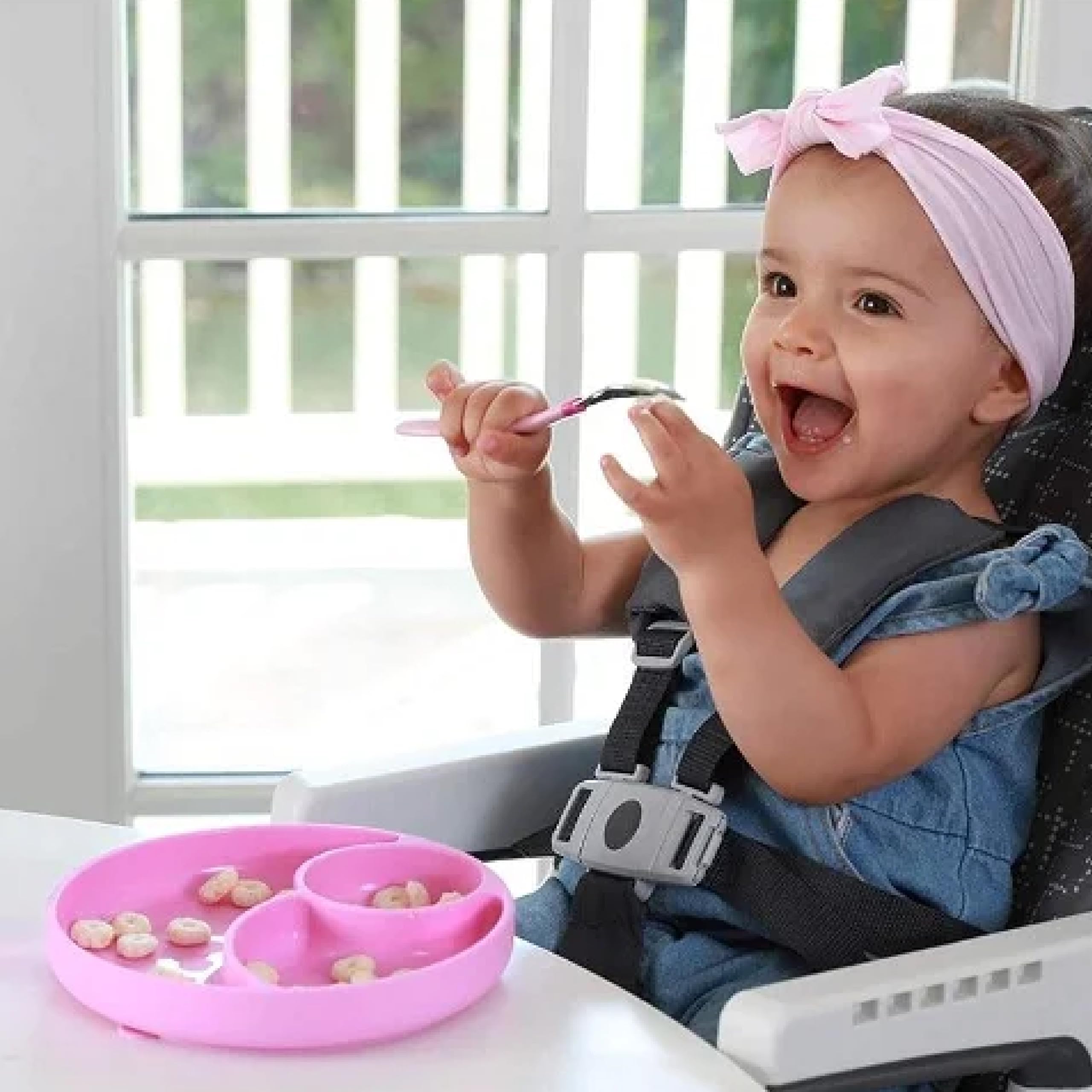 Chicco Plato para Bebé con Ventosa en la Base con 3 Compartimentos, Material Suave y Duradero, Apto para Lavavajillas y Microondas, Sin BPA – Plato con Divisiones de Silicona, Infantil +12 Meses, Azul