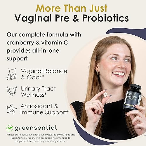 Miniatura 6 de Probióticos vaginales y prebióticos con arándano y vitamina C para mujeres - Suministro de 2 meses - 20% más profesionales y prebióticos - Apoya el