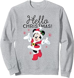 Disney Santa Minnie Mouse Hello Christmas Holiday Sweatshirt