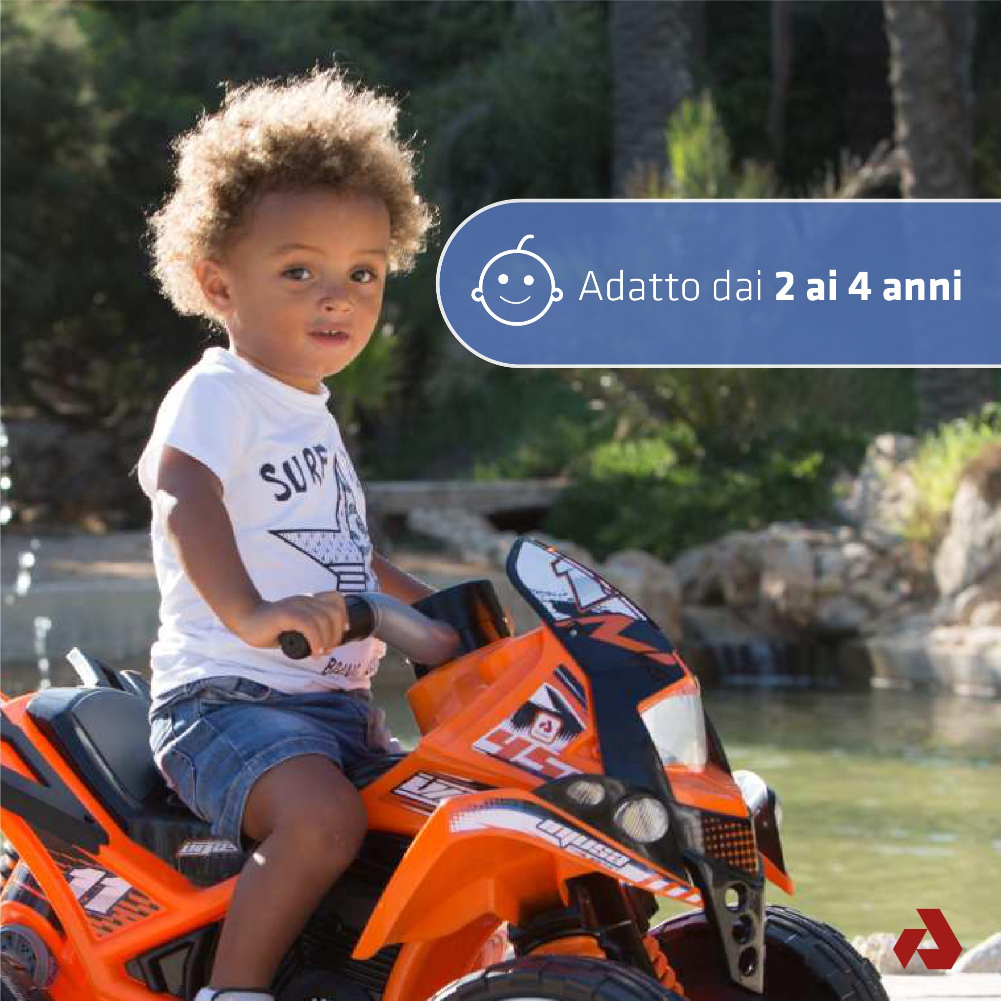 INJUSA - Quad Elettrico The Beast Spidey per Bambini 2-4 Anni, Batteria 12V, Pedale Acceleratore, Freno Elettrico, Retromarcia, Ruote Larghe in Plastica, Velocità 5-6 km/h, Blu