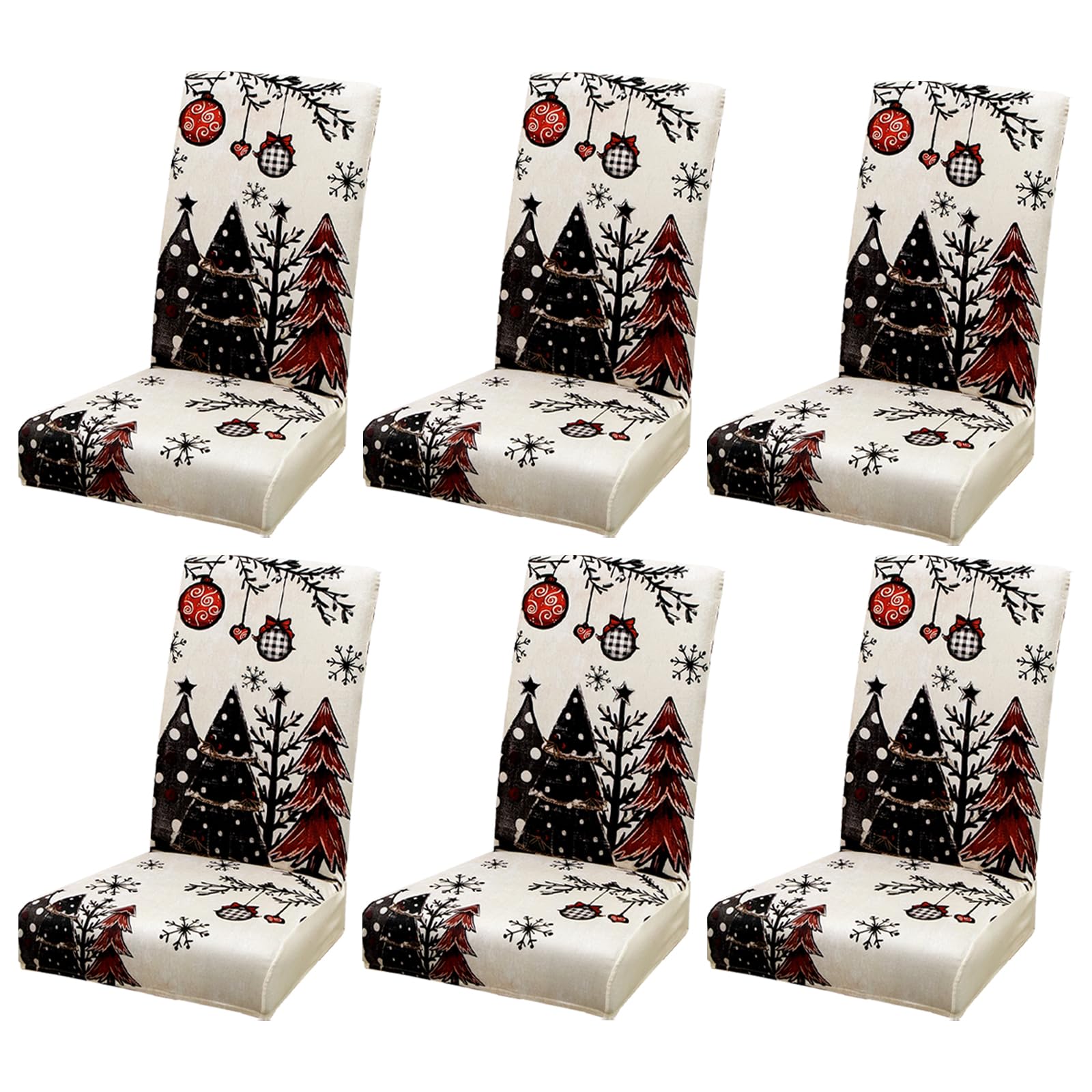 4 Pezzi/6 Pezzi Coprisedia Natalizio da Cucina Coprisedie Elasticizzati Natalizi Coprisedie Rimovibili Lavabili Natalizi per Decorazioni Natalizie per Feste in Casa (4 Stili) (6