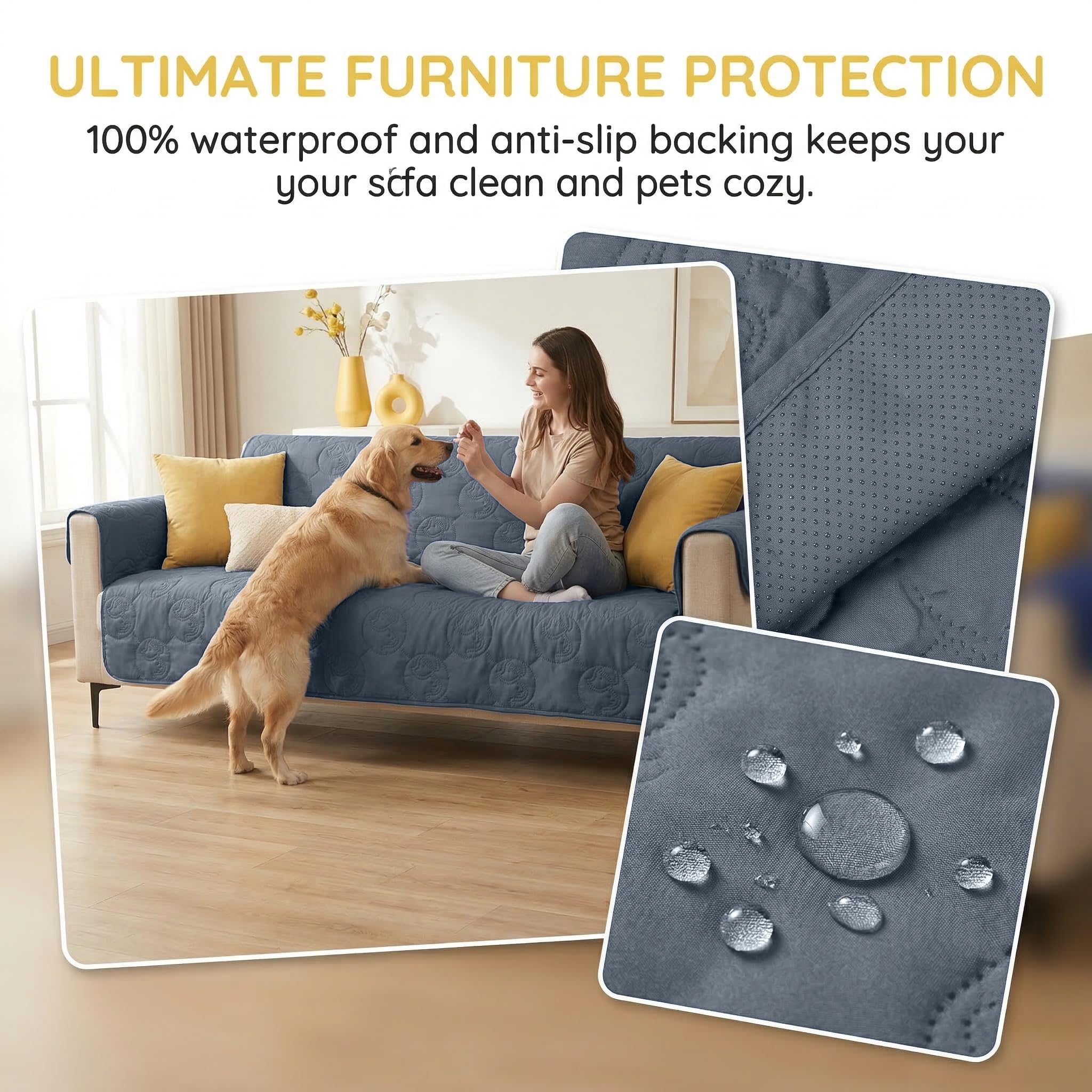 Coperta impermeabile per cani, copridivano lavabile per animali domestici, tappetino di protezione per mobili antiscivolo, 203 x 152 cm