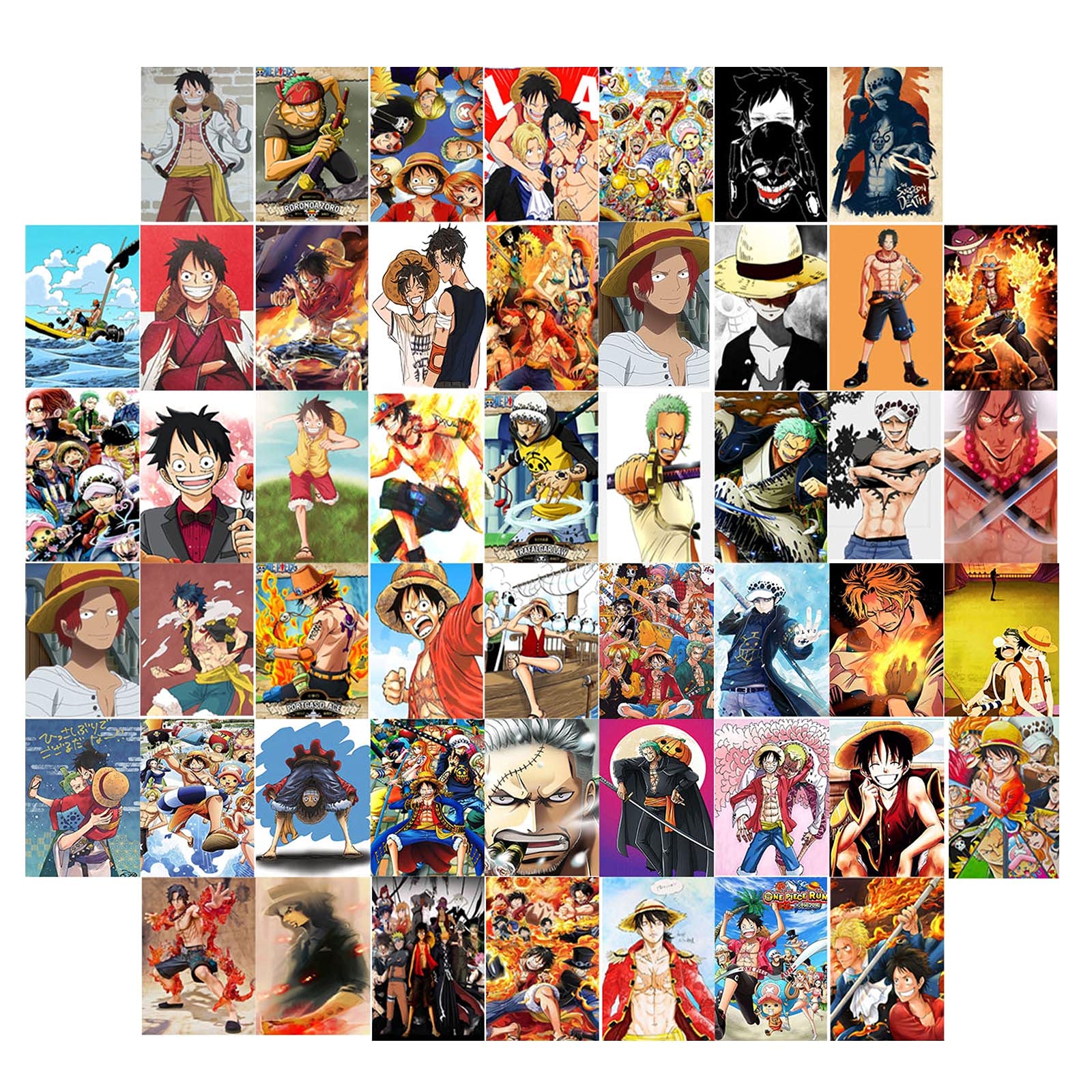 Anime One Piece Wanted Poster Collage Kit for Wall Aesthetic Japanese Manga Pictures, 50 Set 4x6in Teen Room Wall Decor