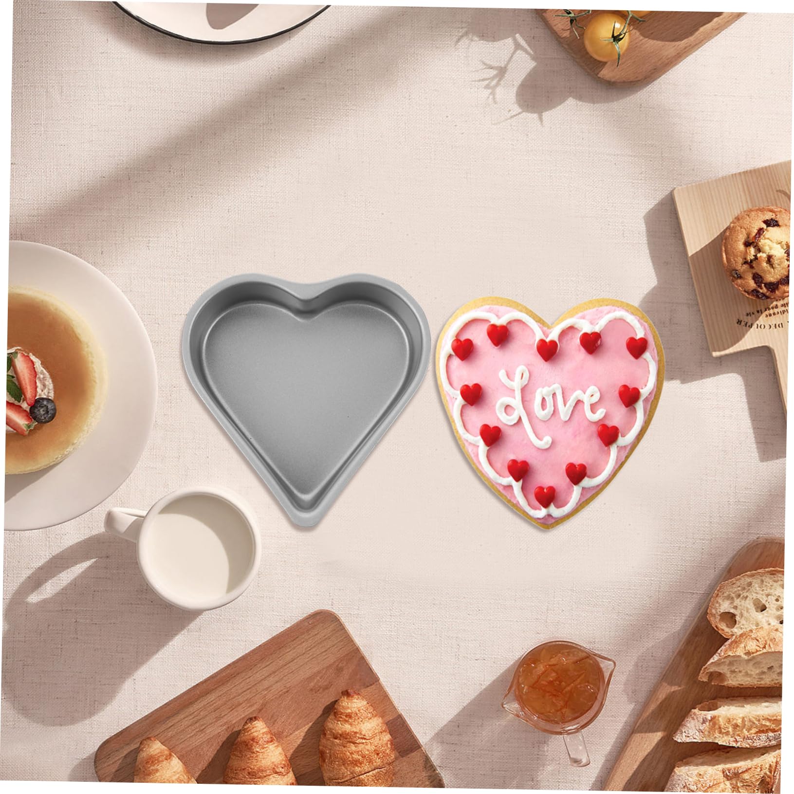 MAGICLULU 5 Sätze Kuchenform Gestell Herstellung Süßigkeitenformen Luft Backform Aus Karbonstahl Backwerkzeug Für Kuchen Herzförmige Backform Herzpfanne Kohlenstoffstahl Silver 3 Stück * 5