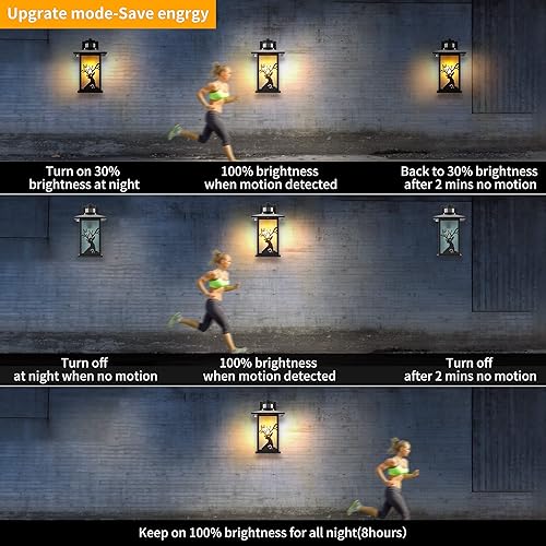 Miniatura 4 de JAYNLT Luces de pared para exteriores con sensor de movimiento, aplique de pared al aire libre del atardecer a Dwan, luces de porche rústicas