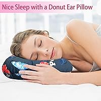 Vista 6 de Almohada perforadora de oreja para dormir de lado, almohadas con agujeros para dolor de oído, almohada de dona para dormir del lado de la oreja