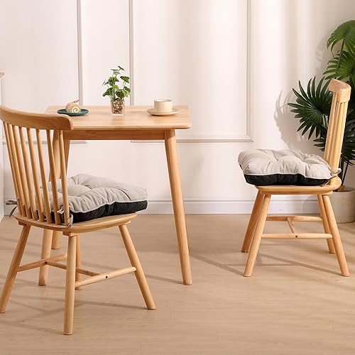 Miniatura 7 de Paquete de 4 cojines caqui para silla, cojines de asiento interiores de 15.5 x 15.5 pulgadas, almohadillas de espuma viscoelástica copetuda para