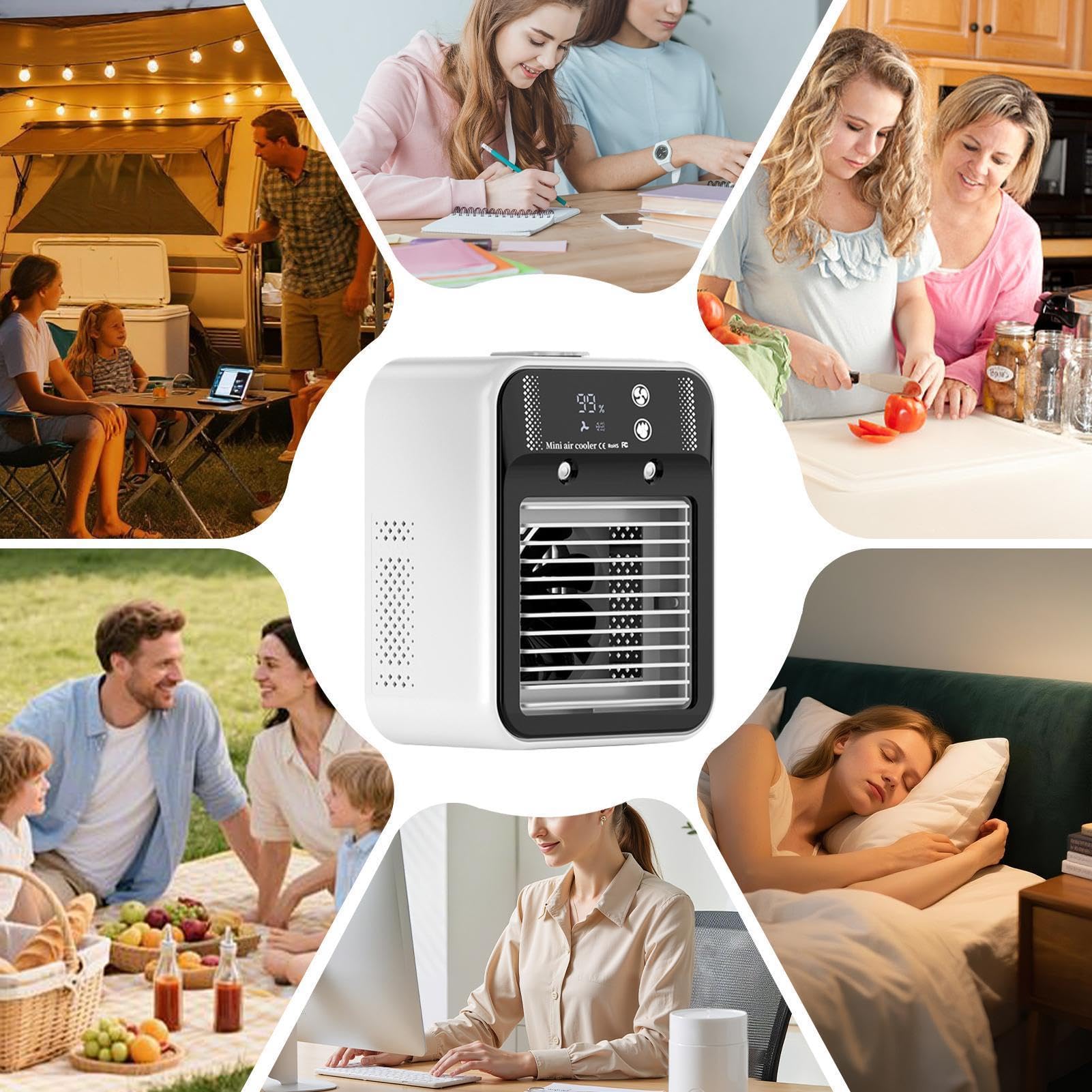 Climatizzatore Portatile per Stanze Ventilatore Personale Silenzioso | Ventola Raffrescante con Due Velocità per Cucina Ufficio Campeggio Garage Posto Lavoro Camera da Casa