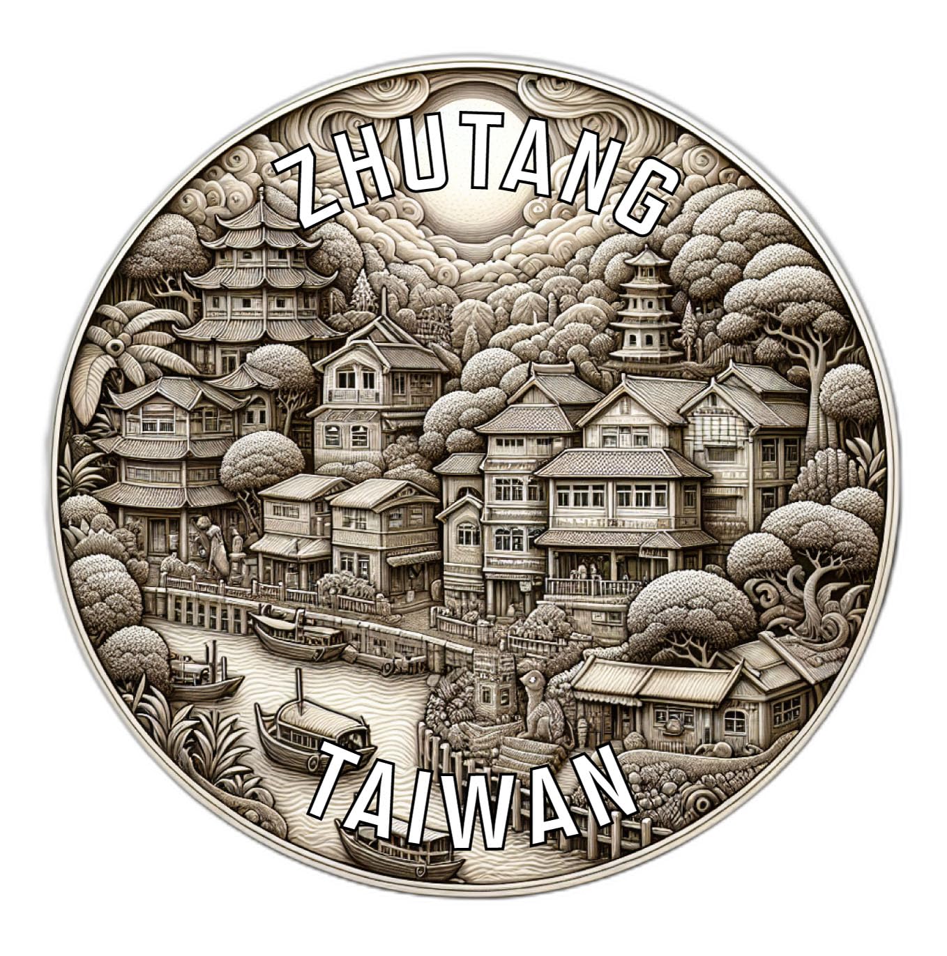 Zhutang Taiwan Souvenir Die Cut Decorative Flat Magnet 2-Inch