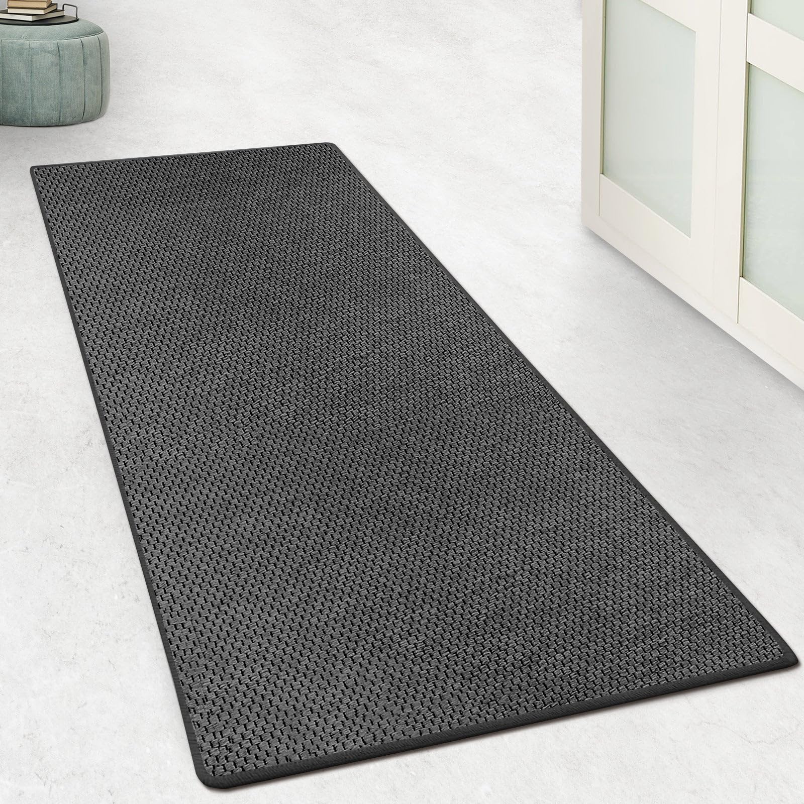 Tapis Cuisine Devant évier 80x250 Cm - Absorbant Antidérapant Lavable - Vert Noir Gris, Idéal Couloir Salon Entrée - 3