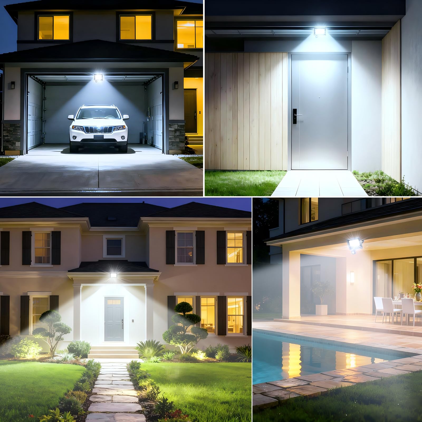 Reflektor LED 50 W z czujnikiem ruchu, do użytku na zewnątrz, 2 sztuki, 5000 lm, 6500 K, zimna biel, reflektor LED, do użytku na zewnątrz, IP67, wodoszczelny, do ogrodu, garażu, mieszkania, na
