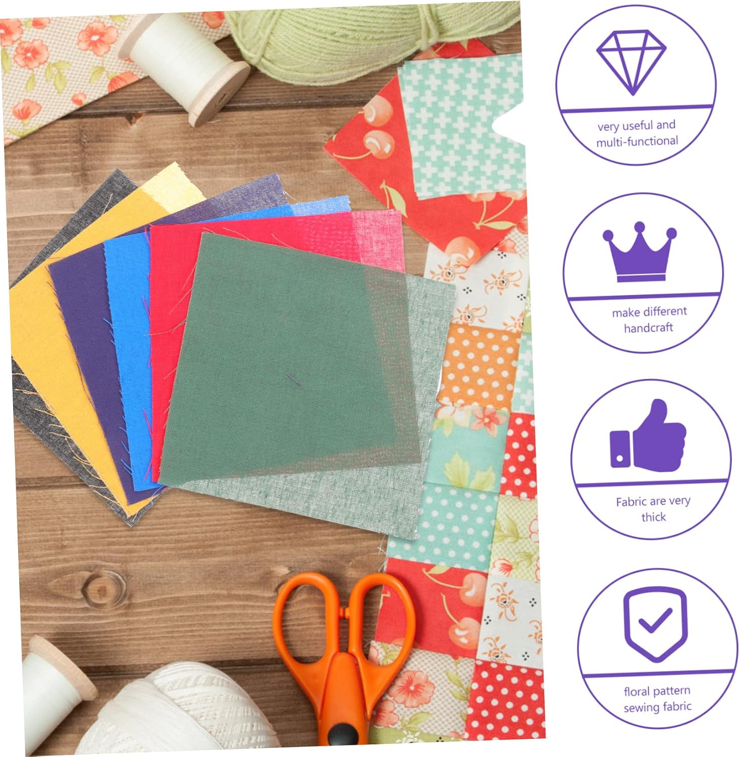 Uonlytech 100pcs Patchwork Fabric Squares Embroidery Cloth for Crafts Sewing Fabric Sheets Quilting DIY Craft Material