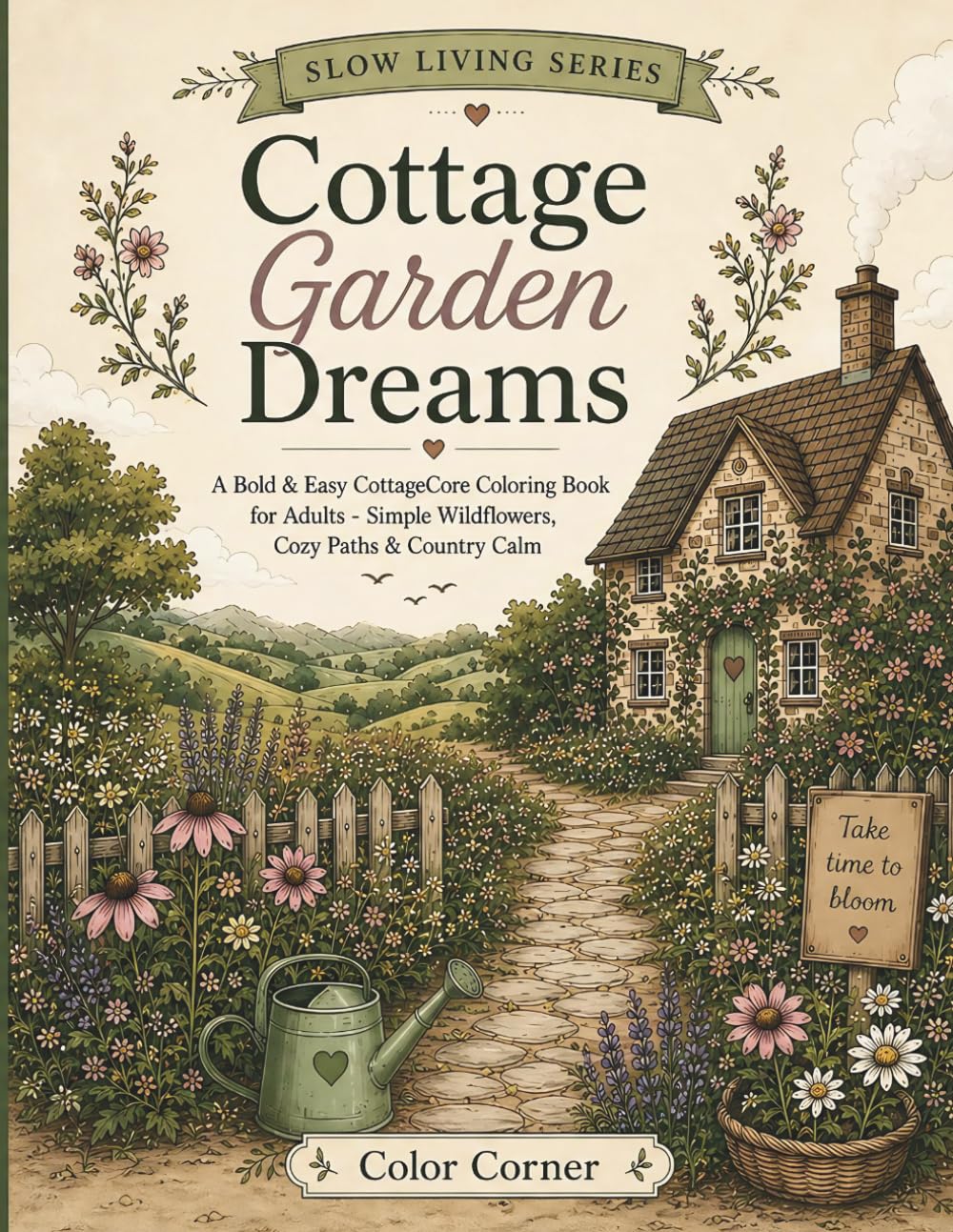 Cottage Garden Dreams: A Bold & Easy CottageCore Coloring Book for Adults - Simple Wildflowers, Cozy Paths & Country Calm (Slow Living Series)