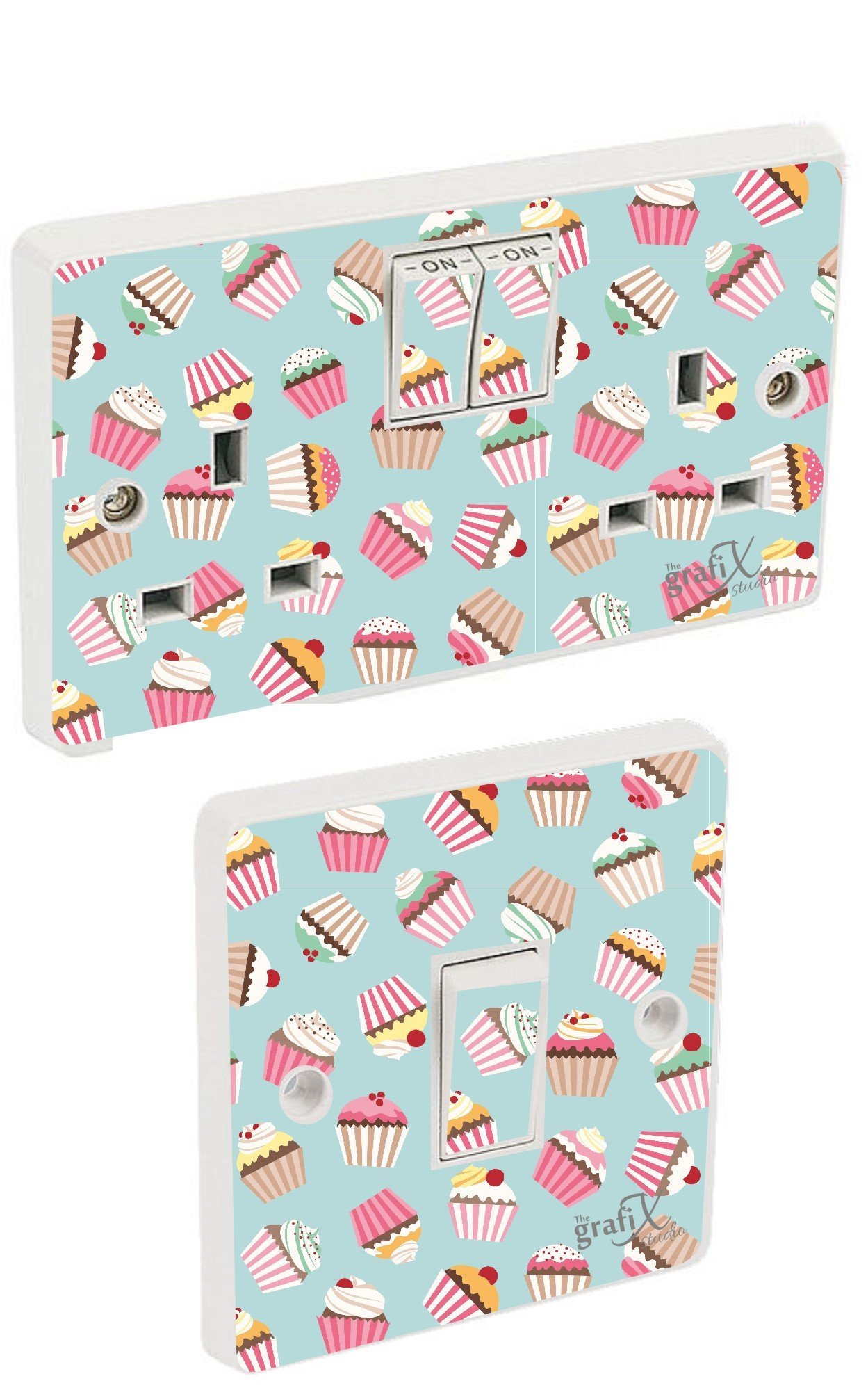 the grafix studio Cupcakes Light Switch & Double Socket Sticker Vinyl/Skin cover sosw4