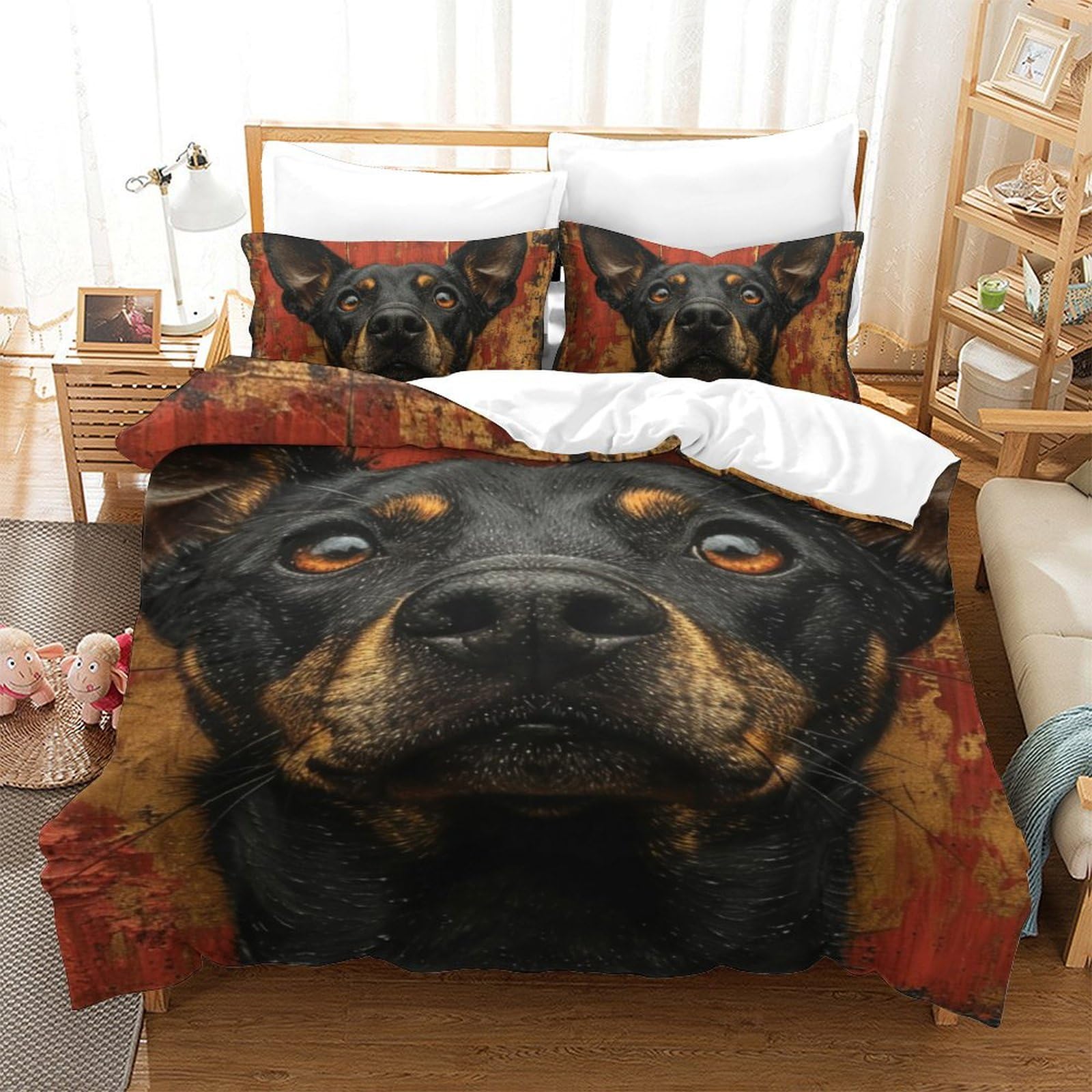 Housse de couette Chien Rowena | Finition 3D haute définition 3 pièces
