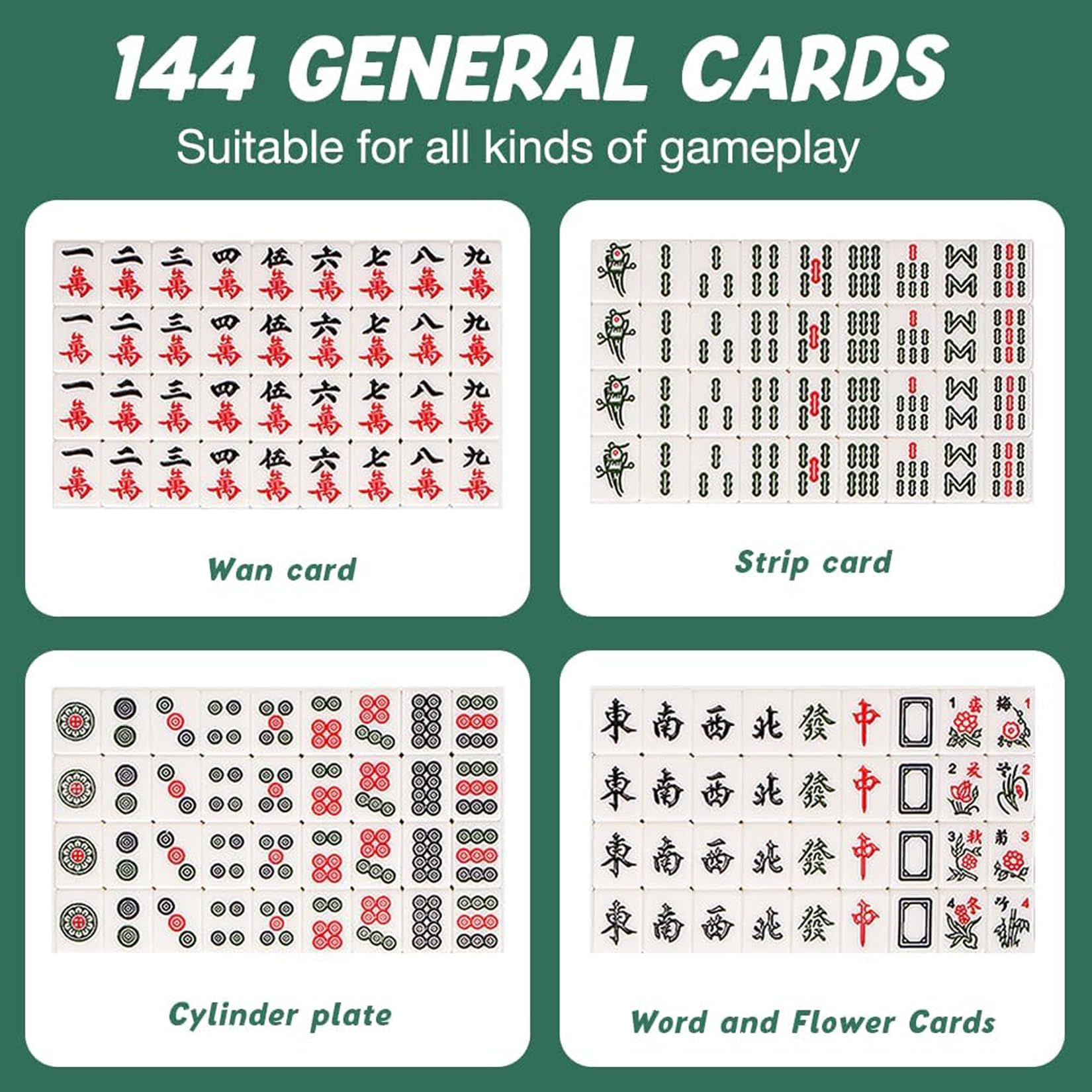 Mini Mahjong przenośna gra planszowa Majong, zestaw 144 kamyczków dla rodziny, w podróży, gra planszowa (styl podstawowy)