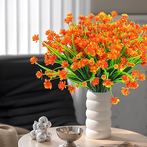 Miniatura 4 de AmyHomie 20 paquetes de flores artificiales de otoño para exteriores, resistentes a los rayos UV, flores de plástico falsas, flores silvestres,