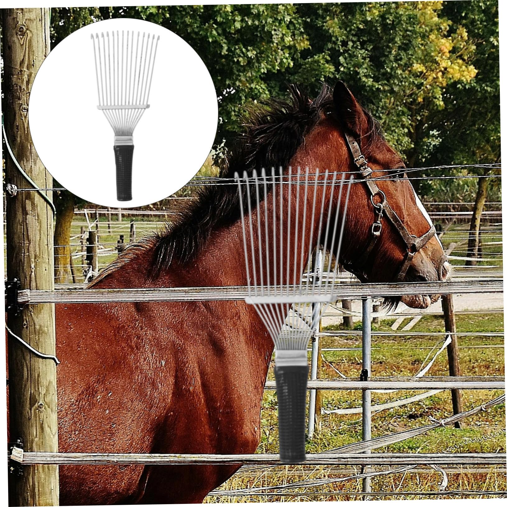 balacoo Sheep Grooming Rake Horse Brush Livestock Hair Scraper Cattle Tail Brush Grooming Horsehair Tool